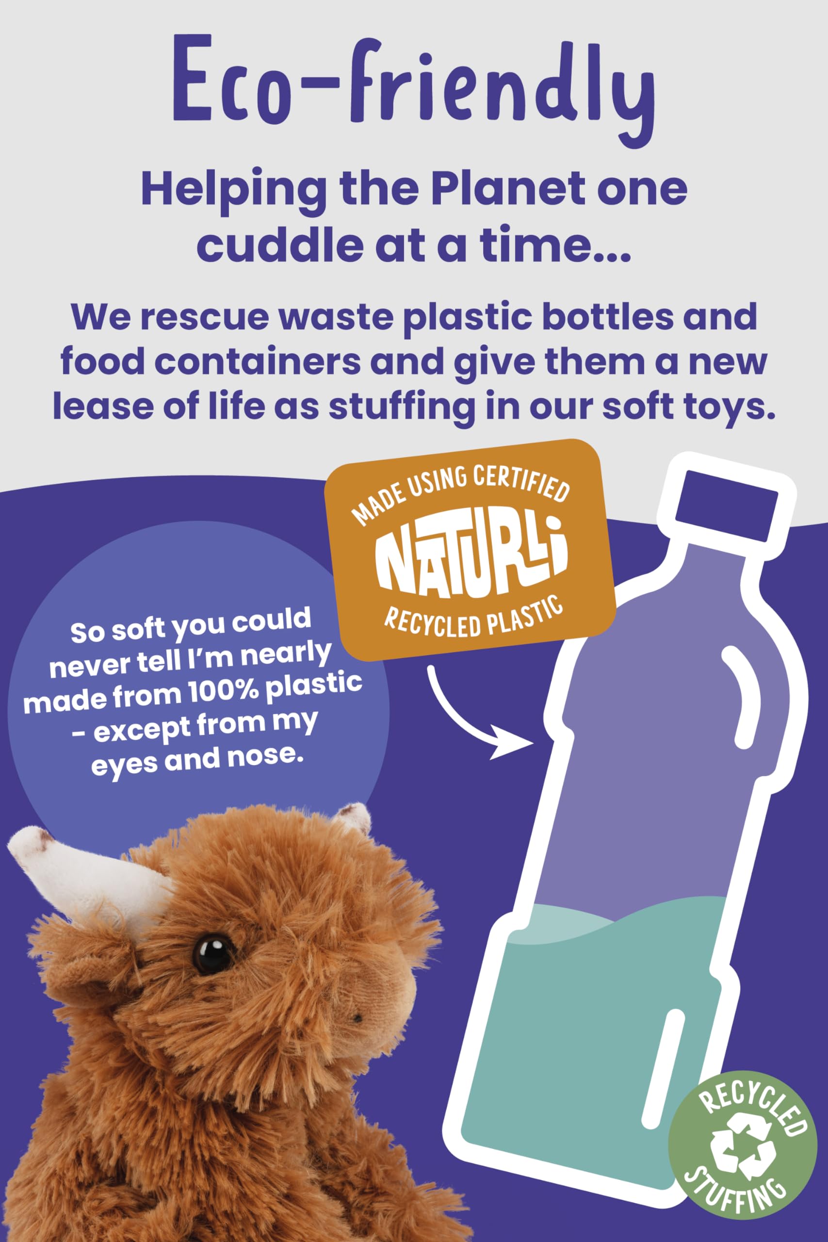 Living Nature SMOLS Highland Cow Plush Toy - Soft Eco-Friendly Stuffed Animal for Kids 0+ 5