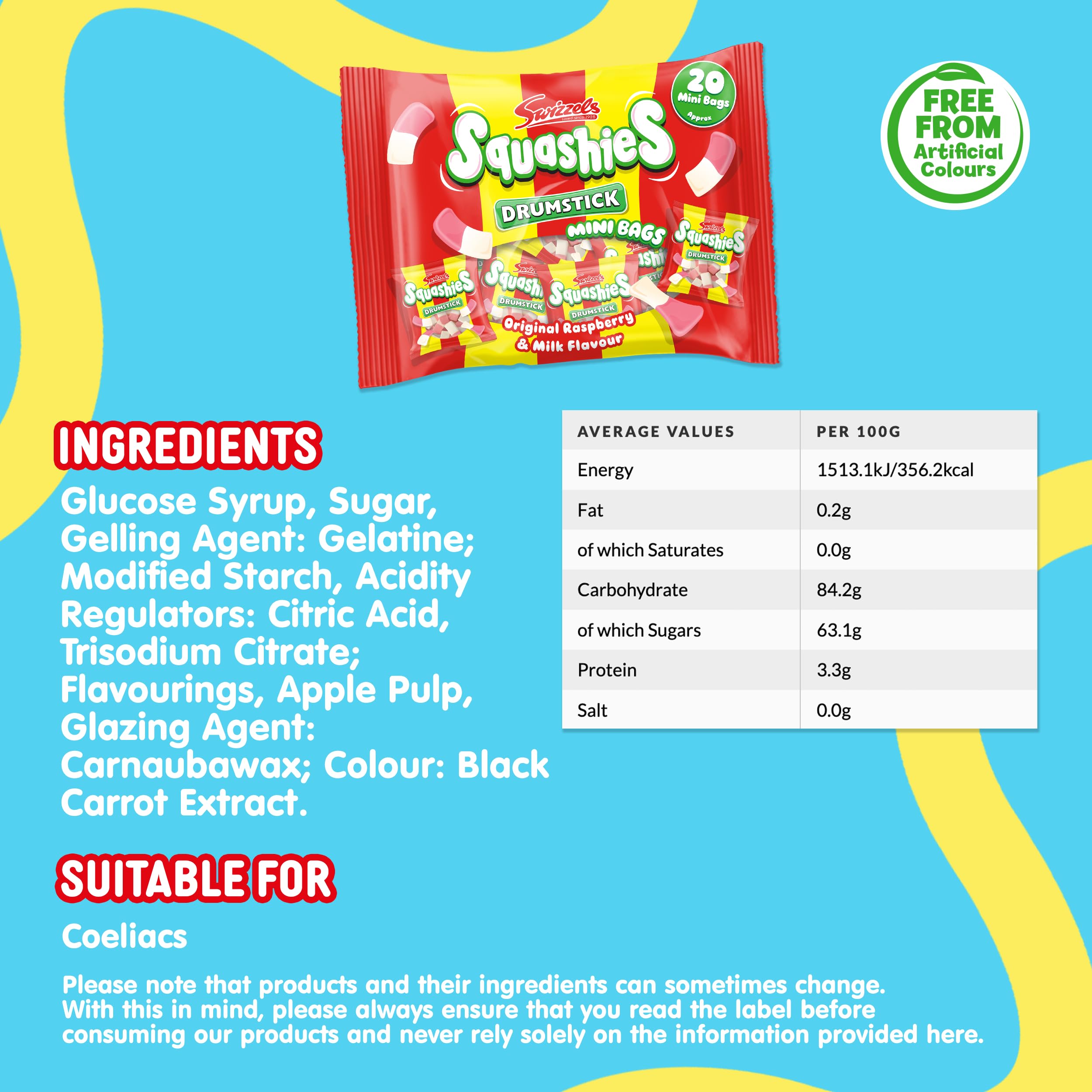 Swizzels Drumstick Squashiest Mini Bags, 280g Multipack
