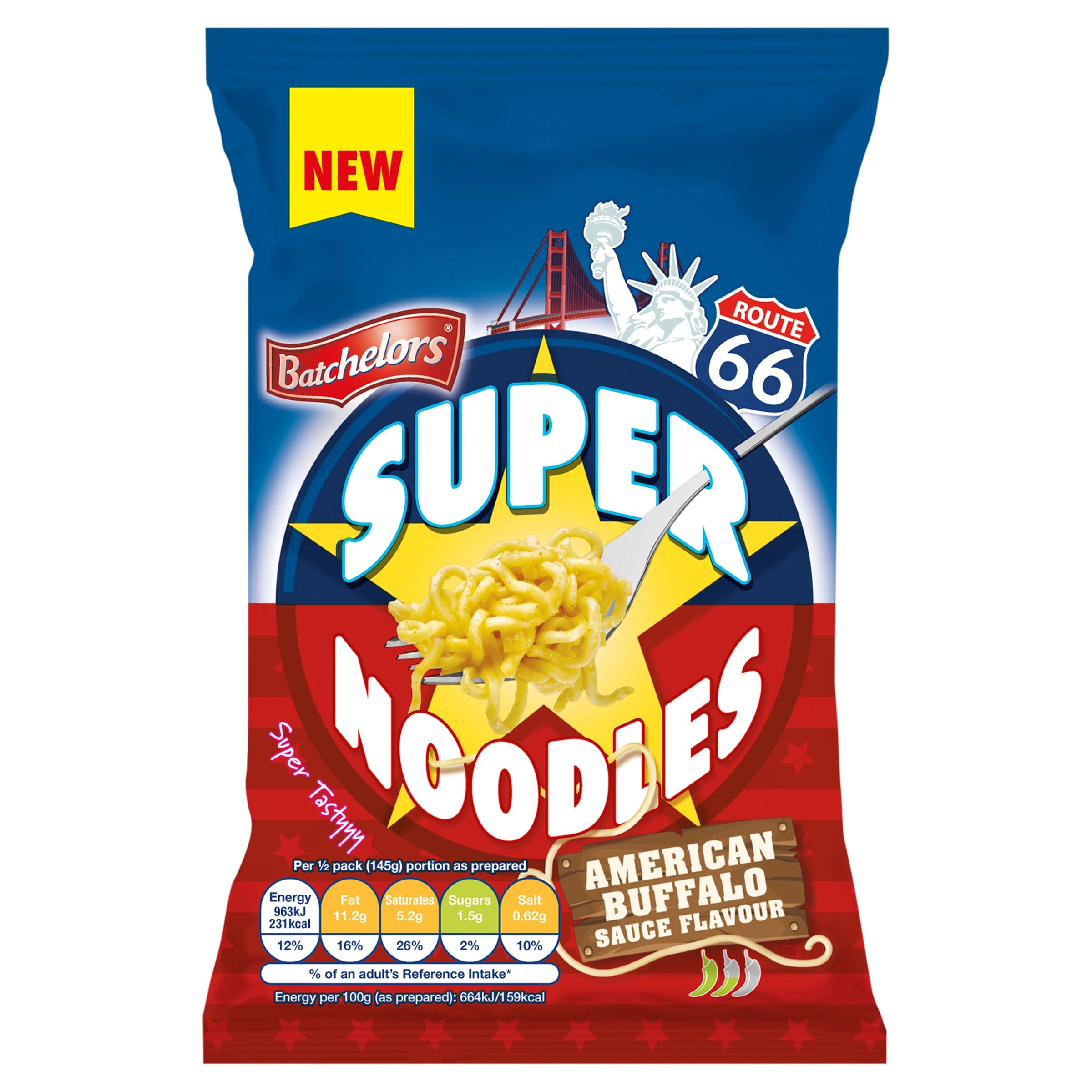 Batchelors Super Noodles - American Buffalo Sauce Flavour Instant Snack | 90g Pack