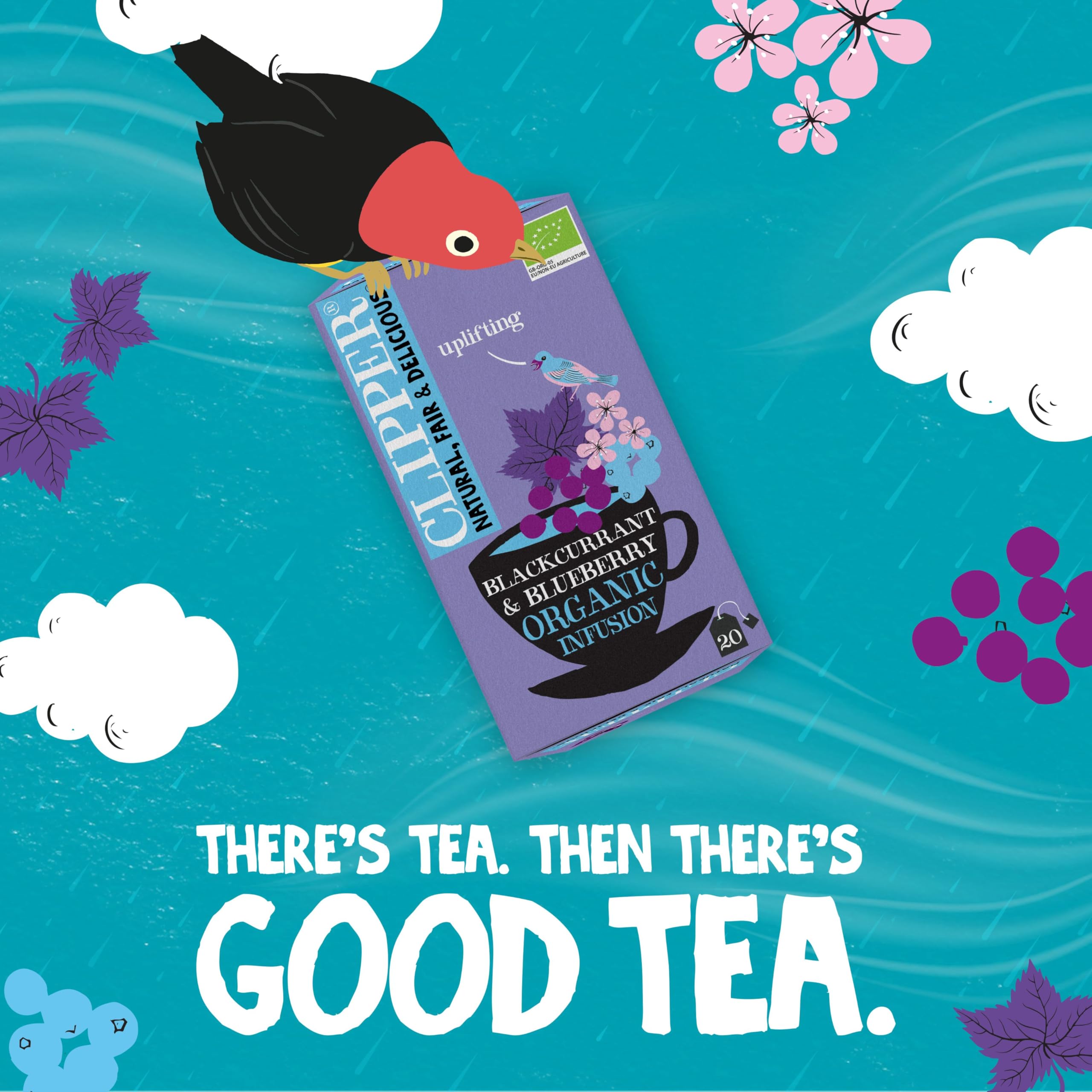 Clipper Organic Blackcurrant & Blueberry Infusion Fruit Teabags - 80 Unbleached Tea Bags 12