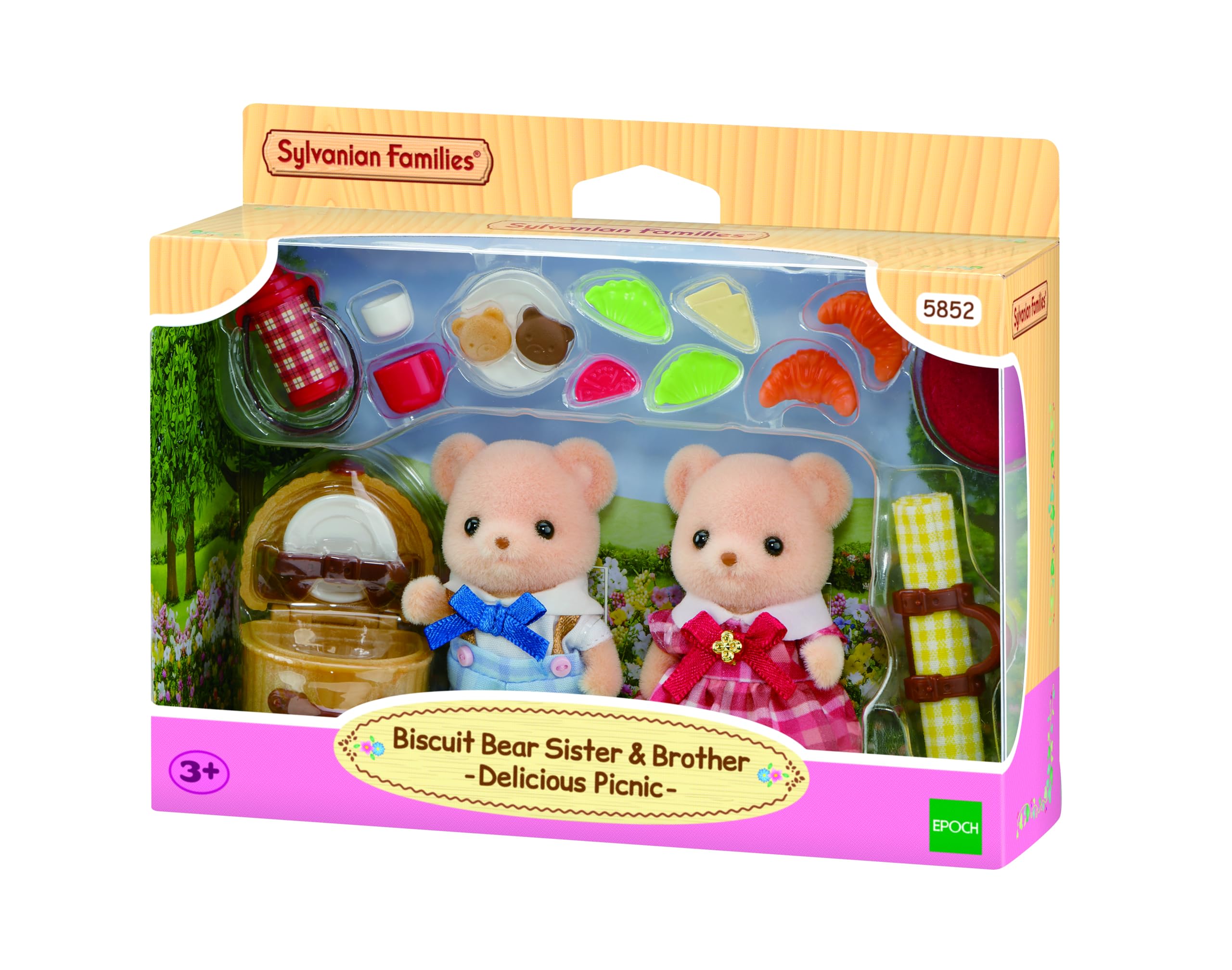 Sylvanian Families Biscuit Bear Sister & Brother Delicious Picnic Playset - Ages 3+ 5