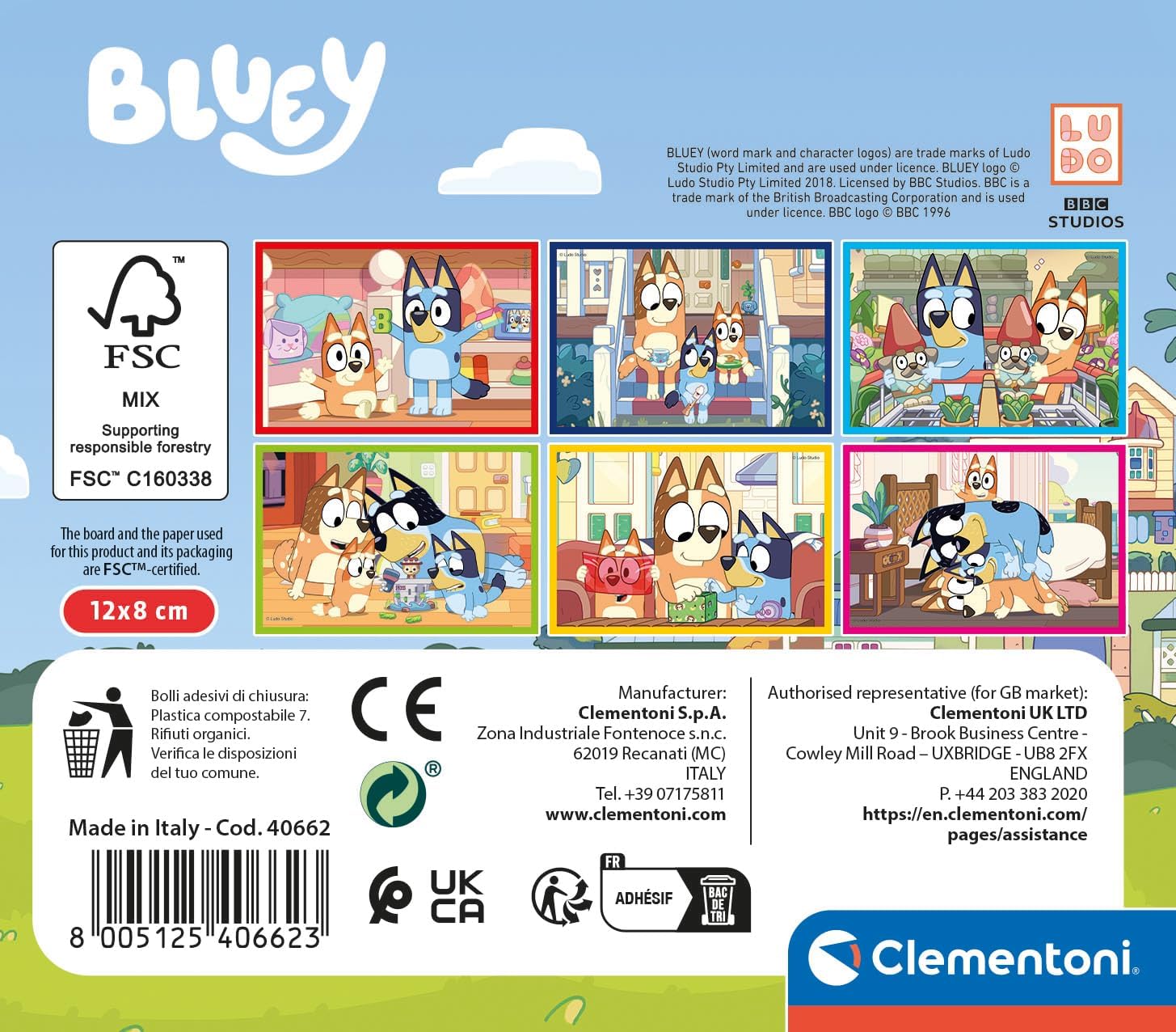 Clementoni Bluey 6-Piece Cube Puzzle Set - Educational Toddler Toy for Ages 2-4 5