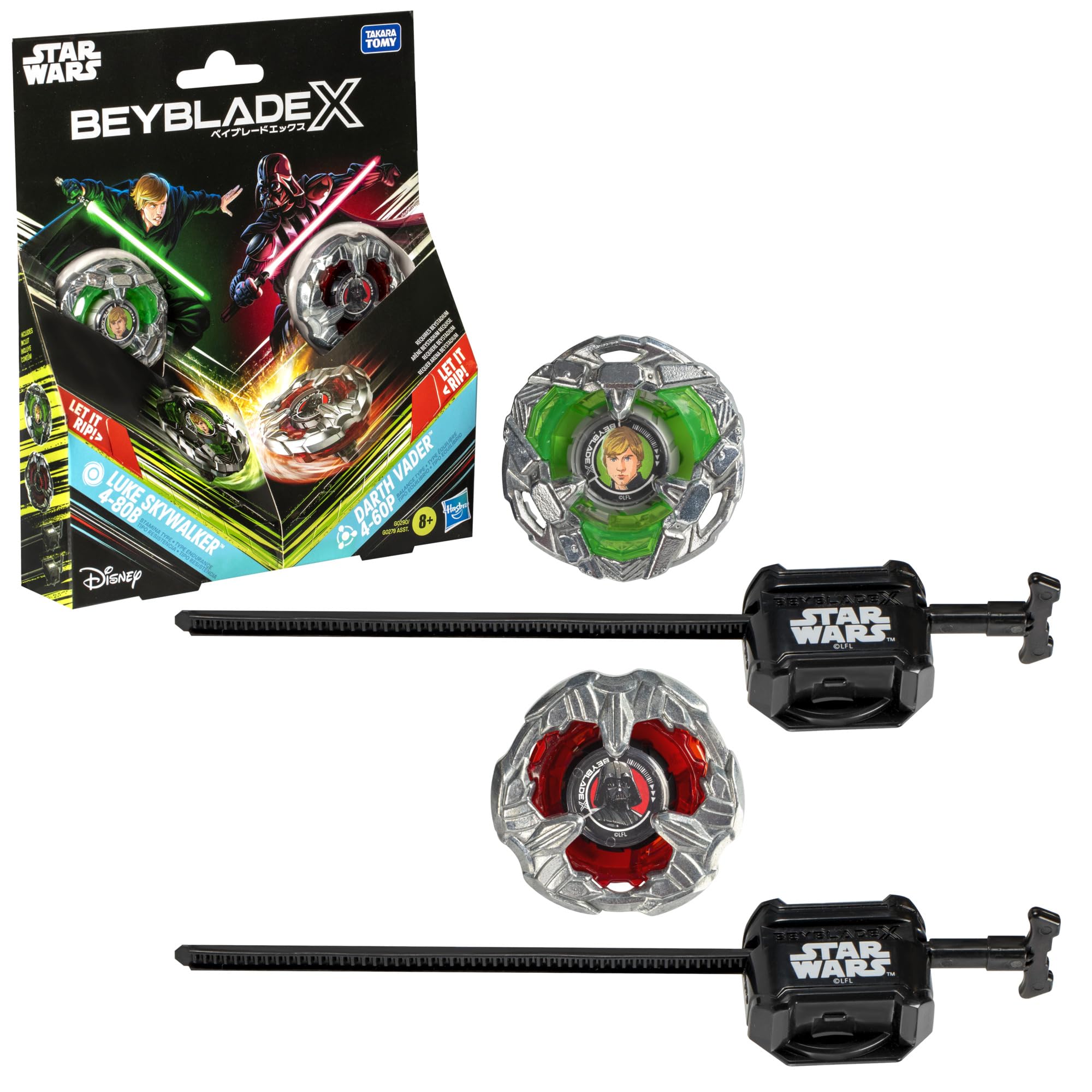 Beyblade X Star Wars Collab Luke Skywalker 4-80B vs. Darth Vader 4-60B Multipack Set, Ages 8+ 1