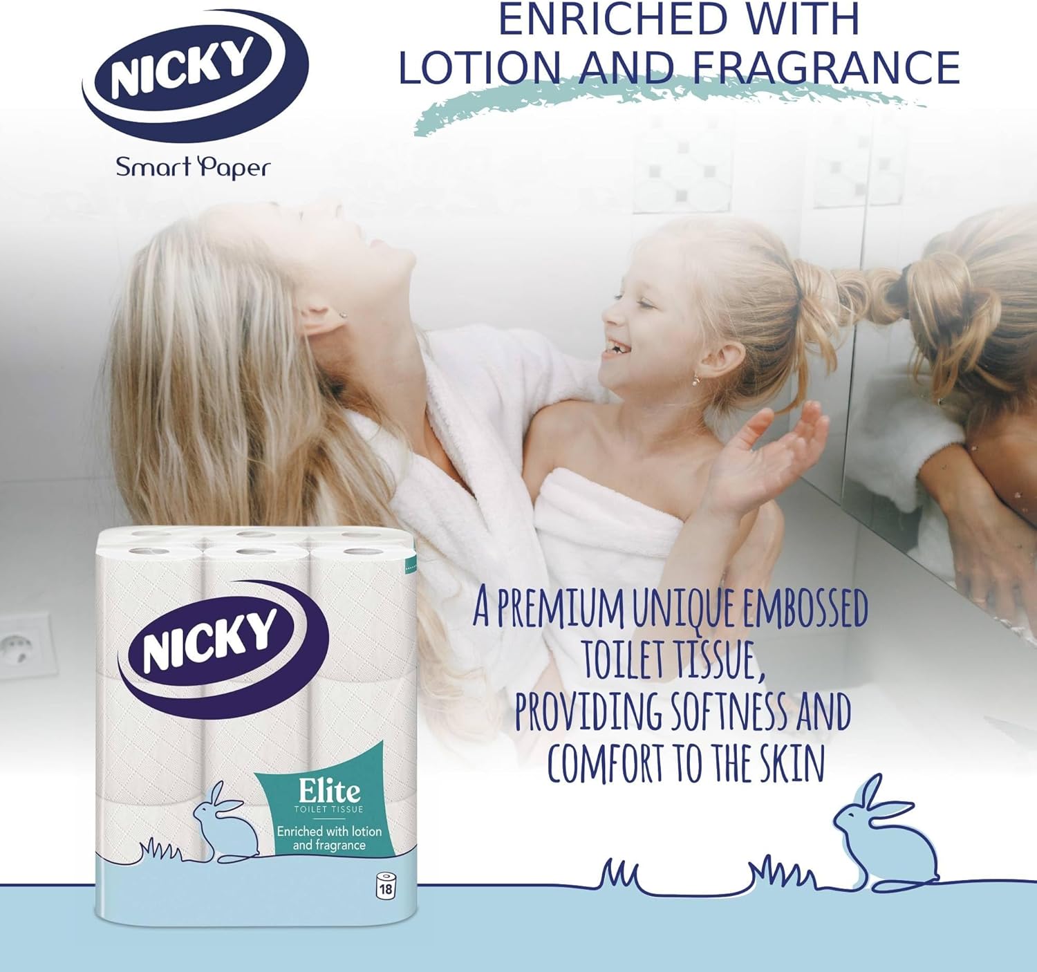 Nicky Elite Duft-Toilettenpapier – 18 Rollen, 3-lagig, Talkumduft, FSC-zertifiziert 4