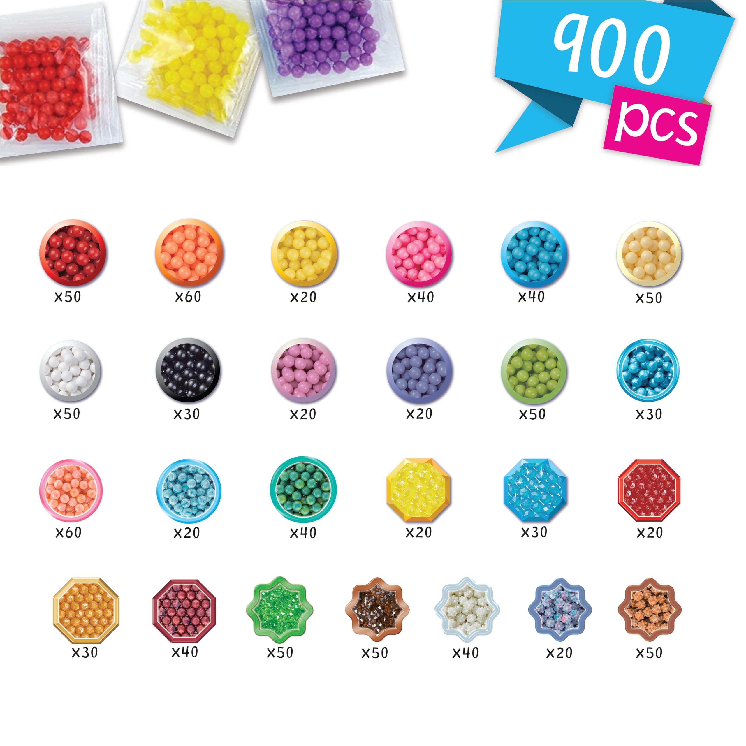 Aquabeads Beginner's Craft Studio 35087 - 900 Beads 25 Colors with Carry Case & Templates