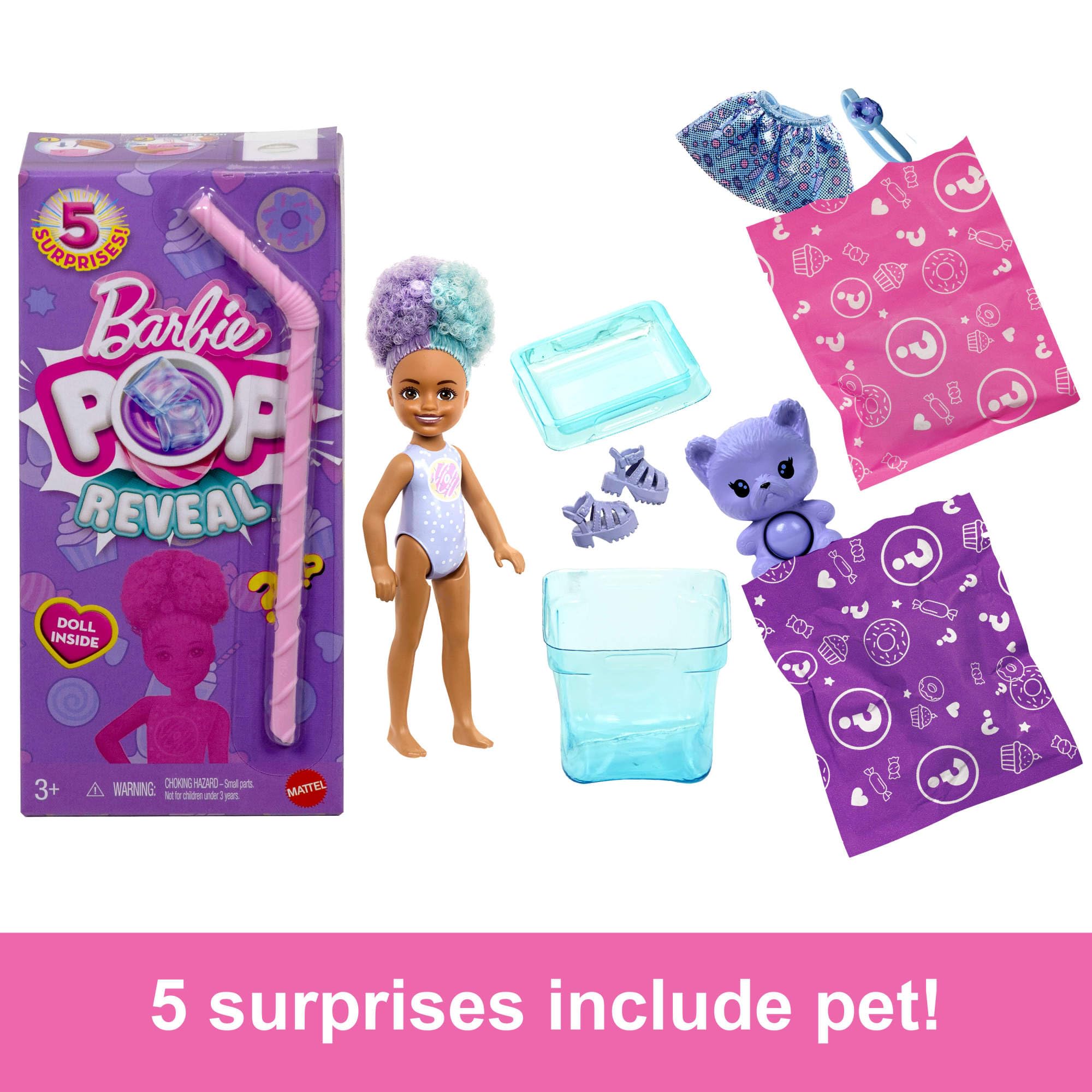Barbie Chelsea Pop Reveal Doll Set - Treat Series with 5 Surprises, Scented & Color-Changing Play 3