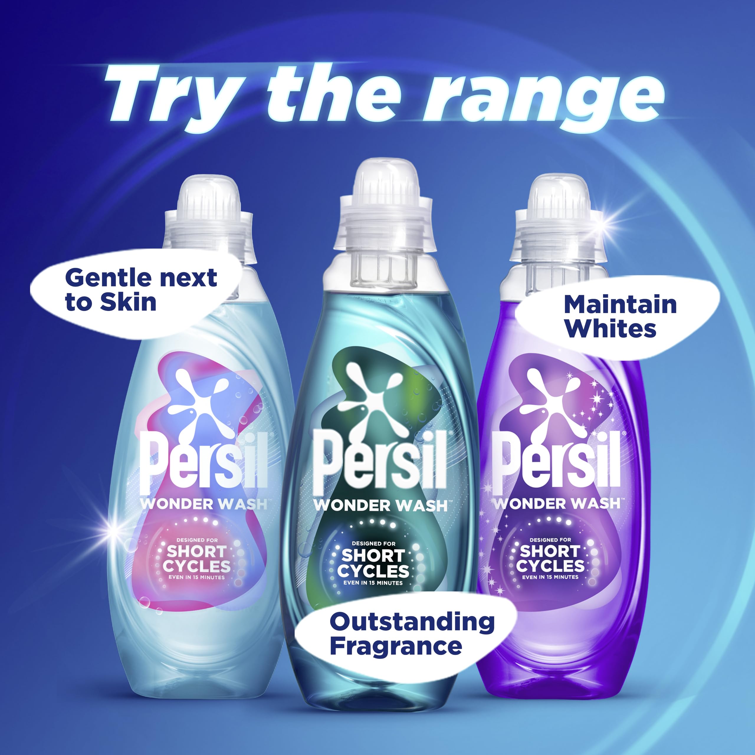 Persil Wonder Wash Sensitive Non Bio Liquid Detergent - Fast-Acting Formula for Short Cycles