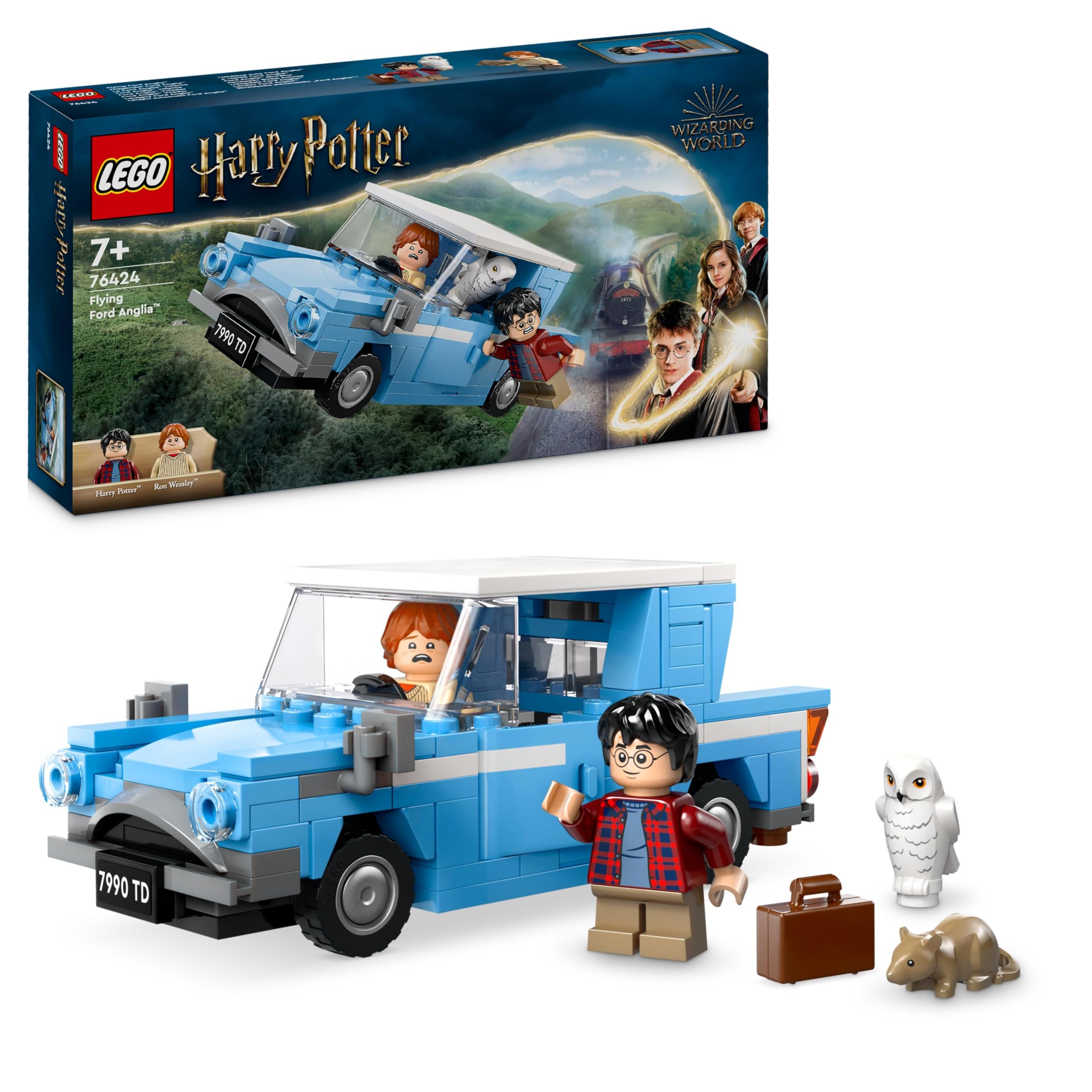 LEGO Harry Potter Flying Ford Anglia Car Toy Set 76424 for Kids Ages 7+ | Includes 4 Characters