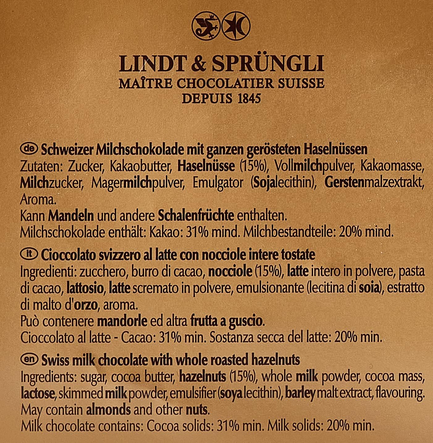 Lindt Schweizer Milchschokolade und knusprige Haselnuss-Goldtafel 300 g 6