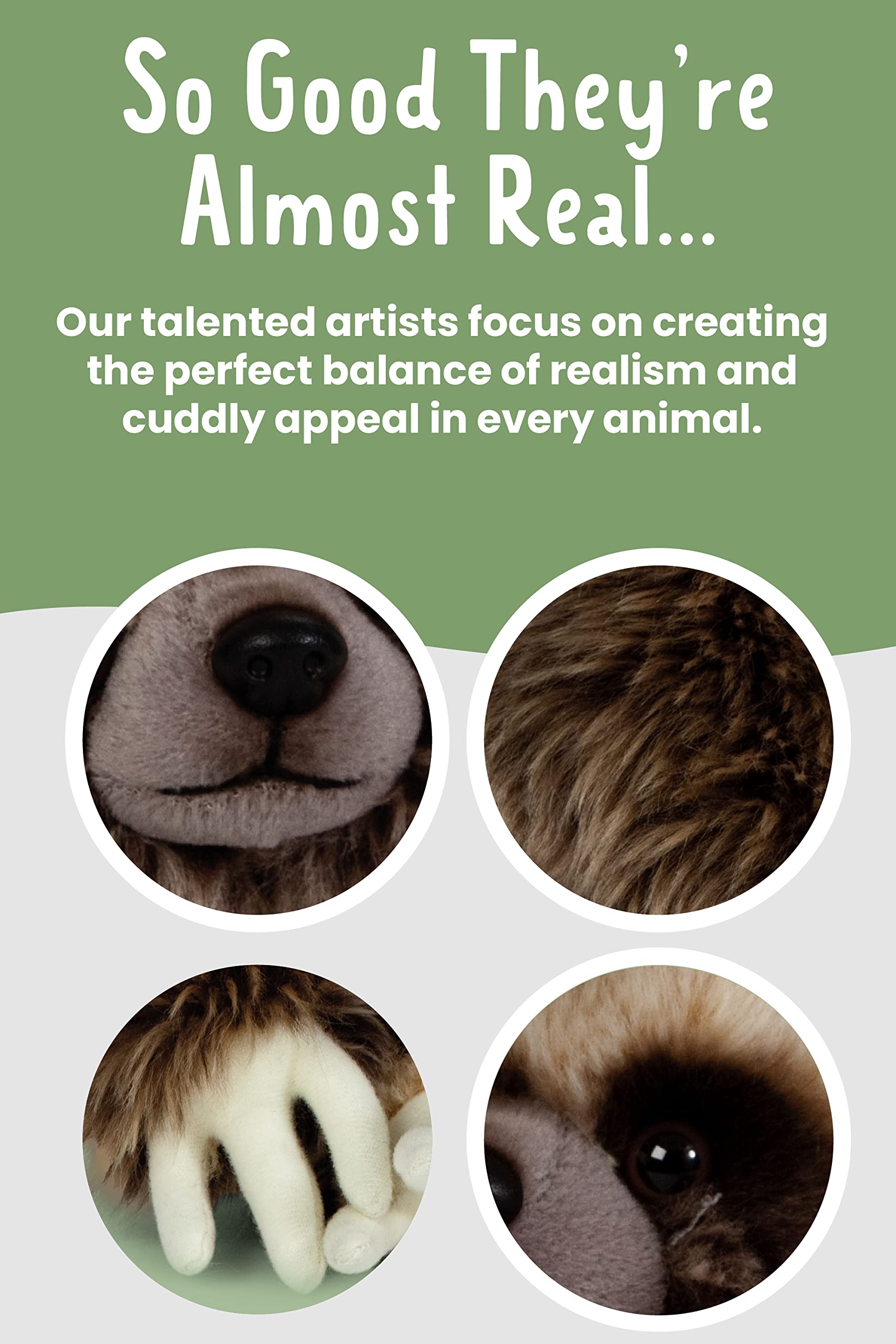 Living Nature Sloth - Realistic Soft Cuddly Plush Toy with Velcro Hands & Feet 3