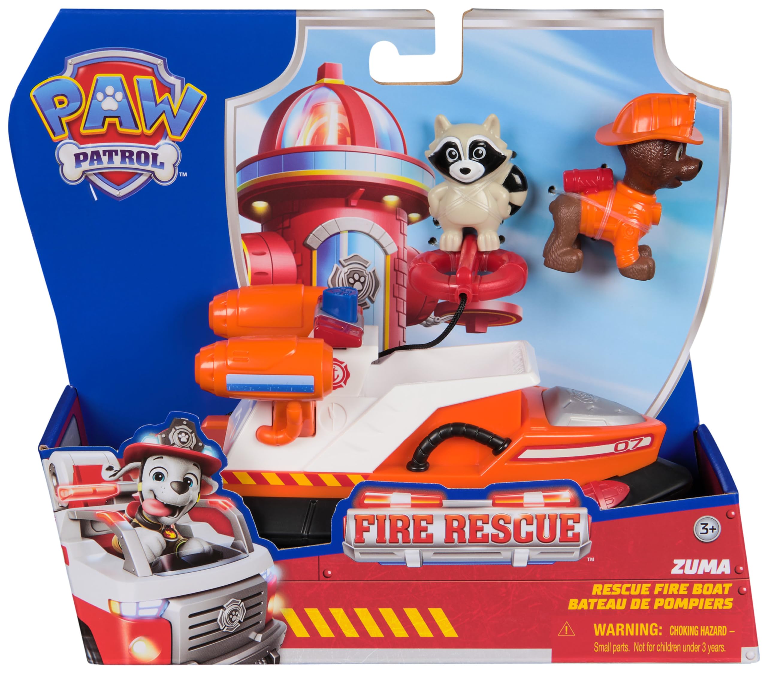 Paw Patrol Zuma Rettungs-Feuerwehrboot mit Actionfigur und Rettungsring – Kinderspielzeug-Spielset für Kinder ab 3 Jahren 6
