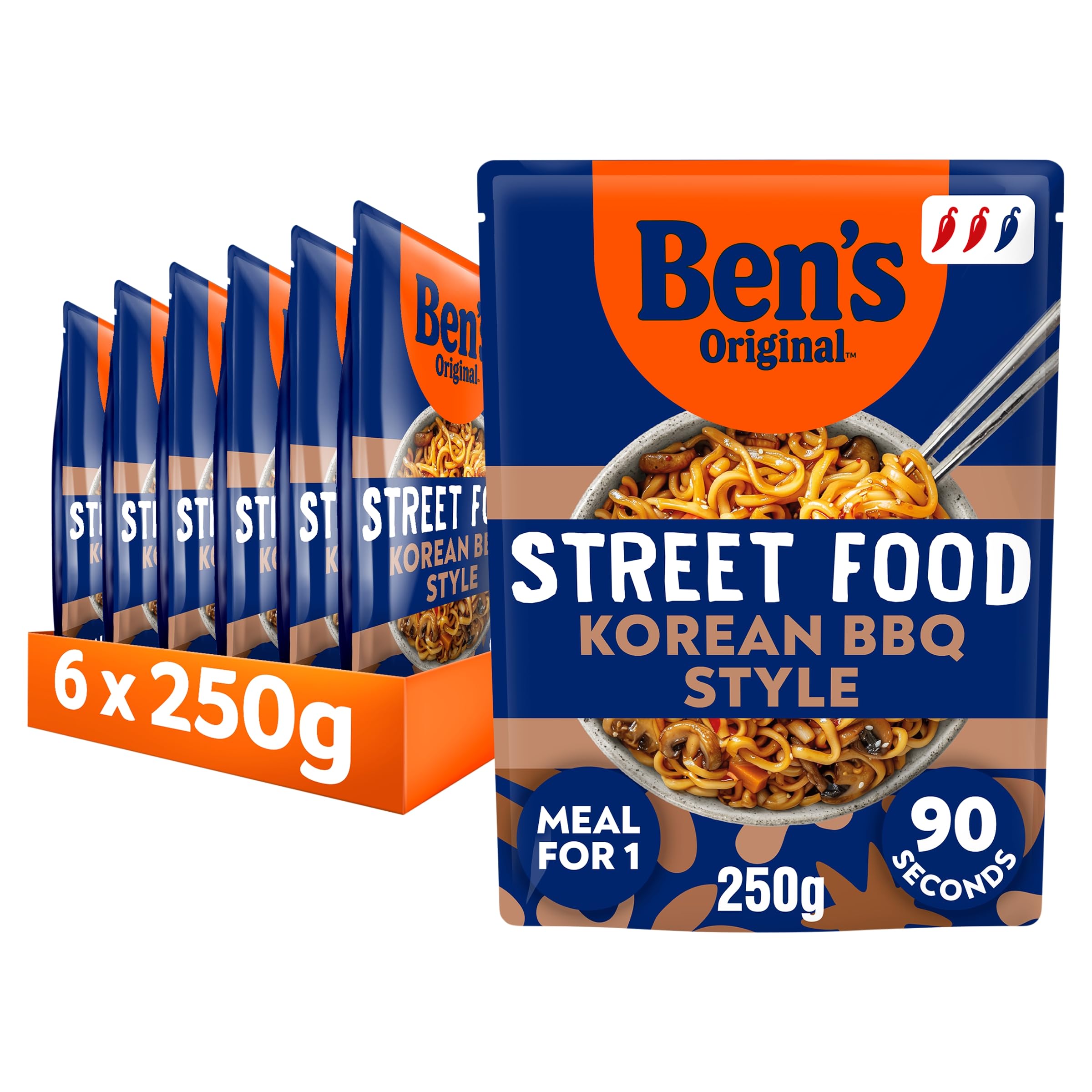 Ben's Original - Street Food Koreanische BBQ-Nudeln Fertiggericht (6x 250g)