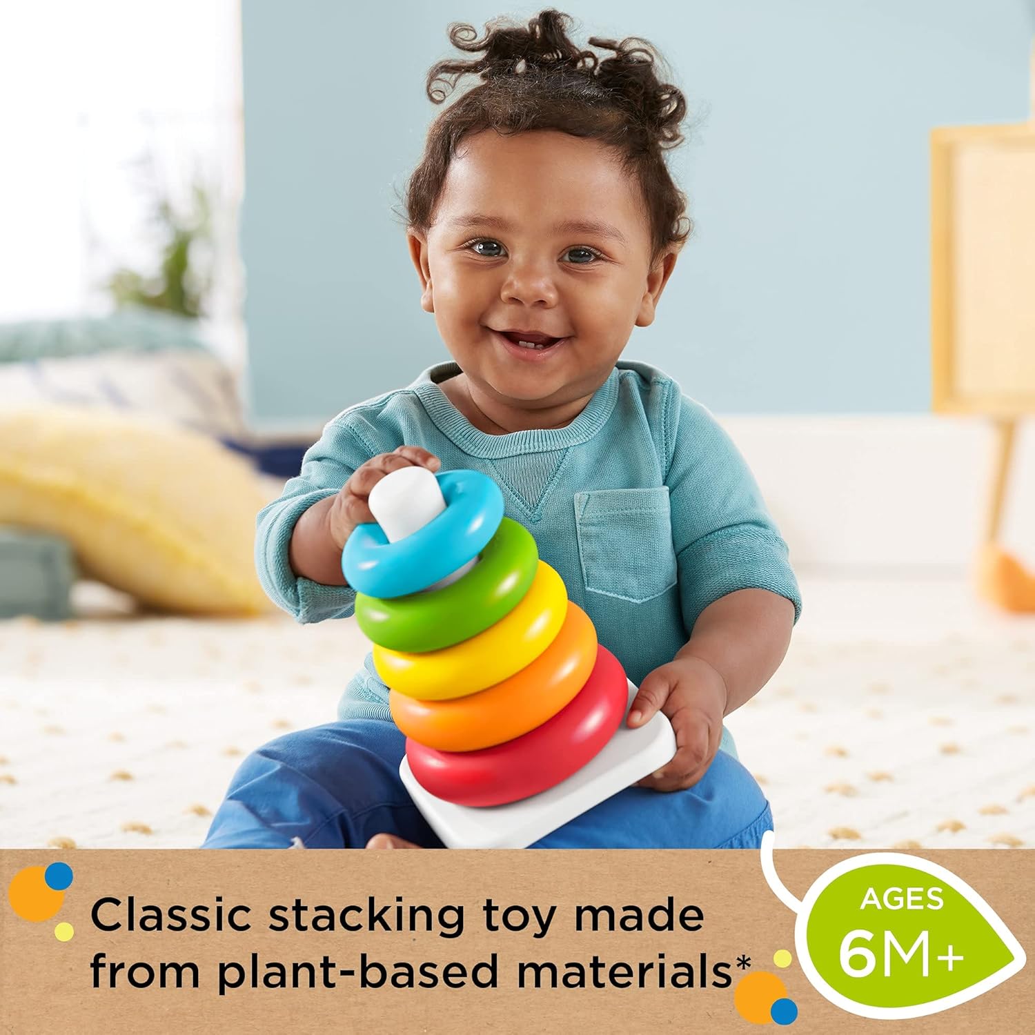 Fisher-Price Eco Rock-a-Stack – Klassisches Stapelspielzeug für Babys ab 6 Monaten 6