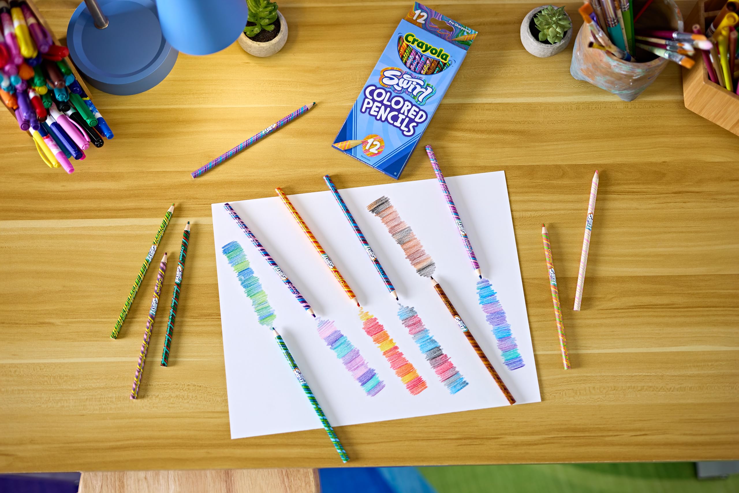 Crayola Swirl Colouring Pencils - Pack of 12 Vibrant Rainbow Effect Pencils