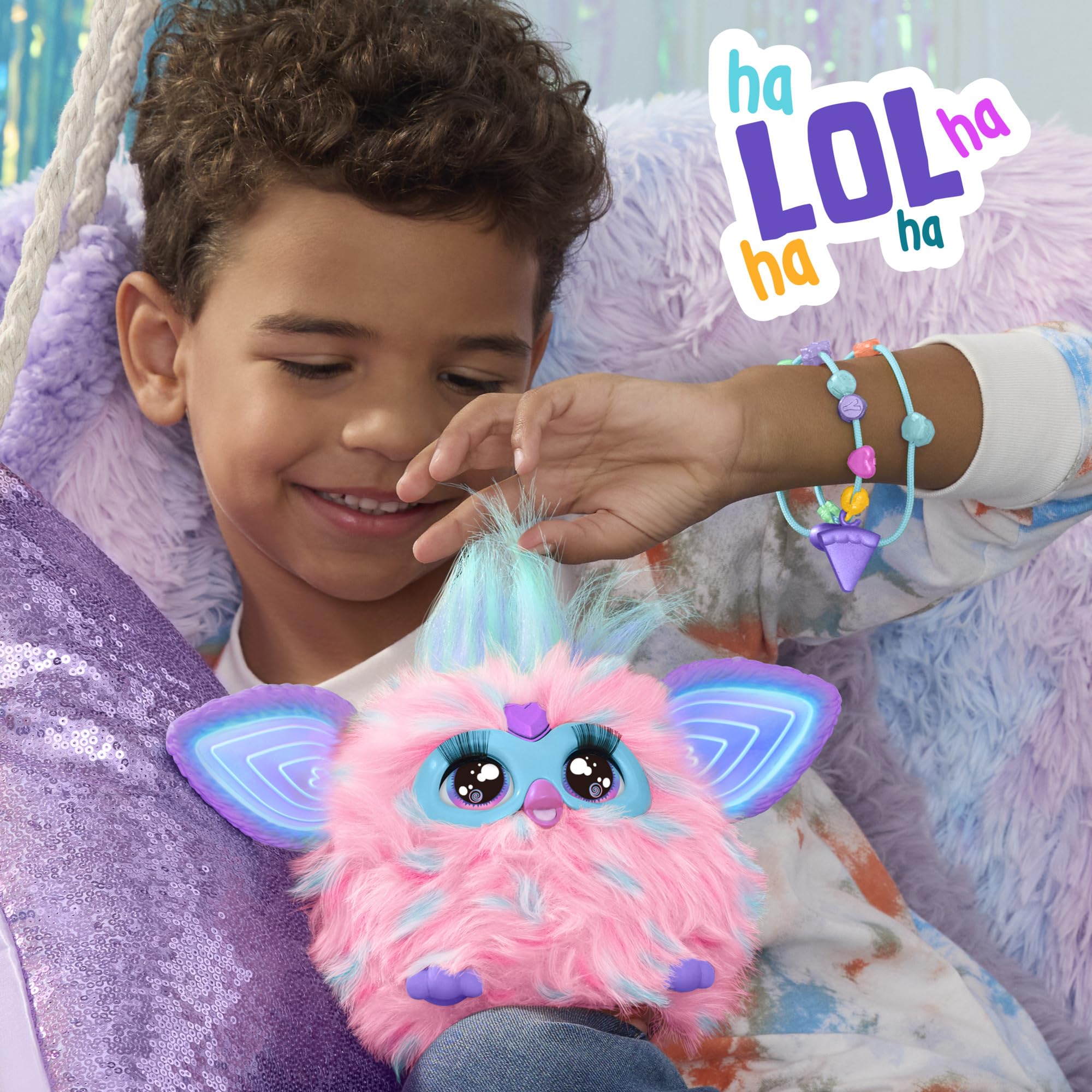 Furby Cotton Candy Pink & Blue Interactive Plush Toy - Voice-Activated Dancing & Talking Pet for Kids 3