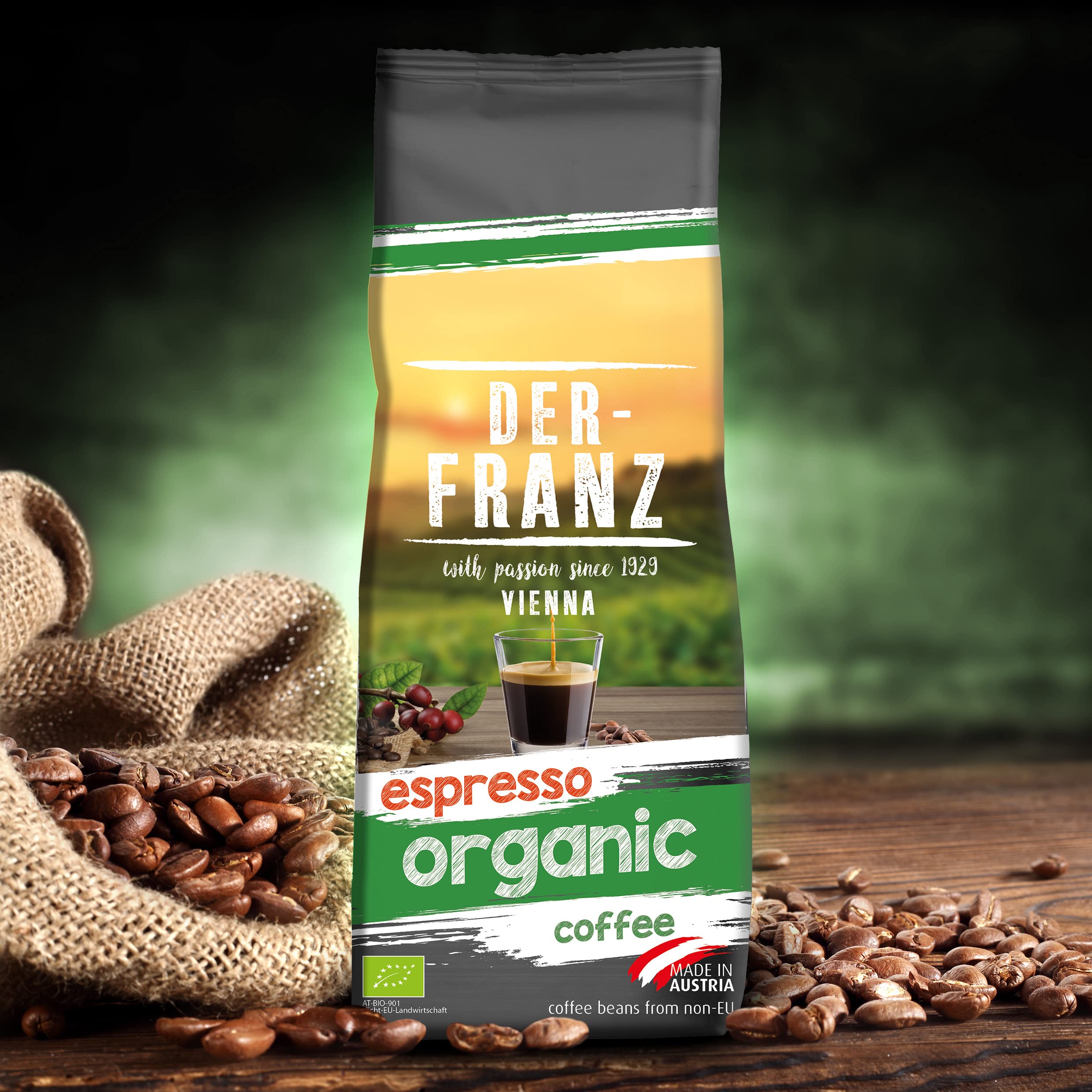 Der-Franz Espresso Organic Coffee, Whole Bean, 3 x 500 g 5