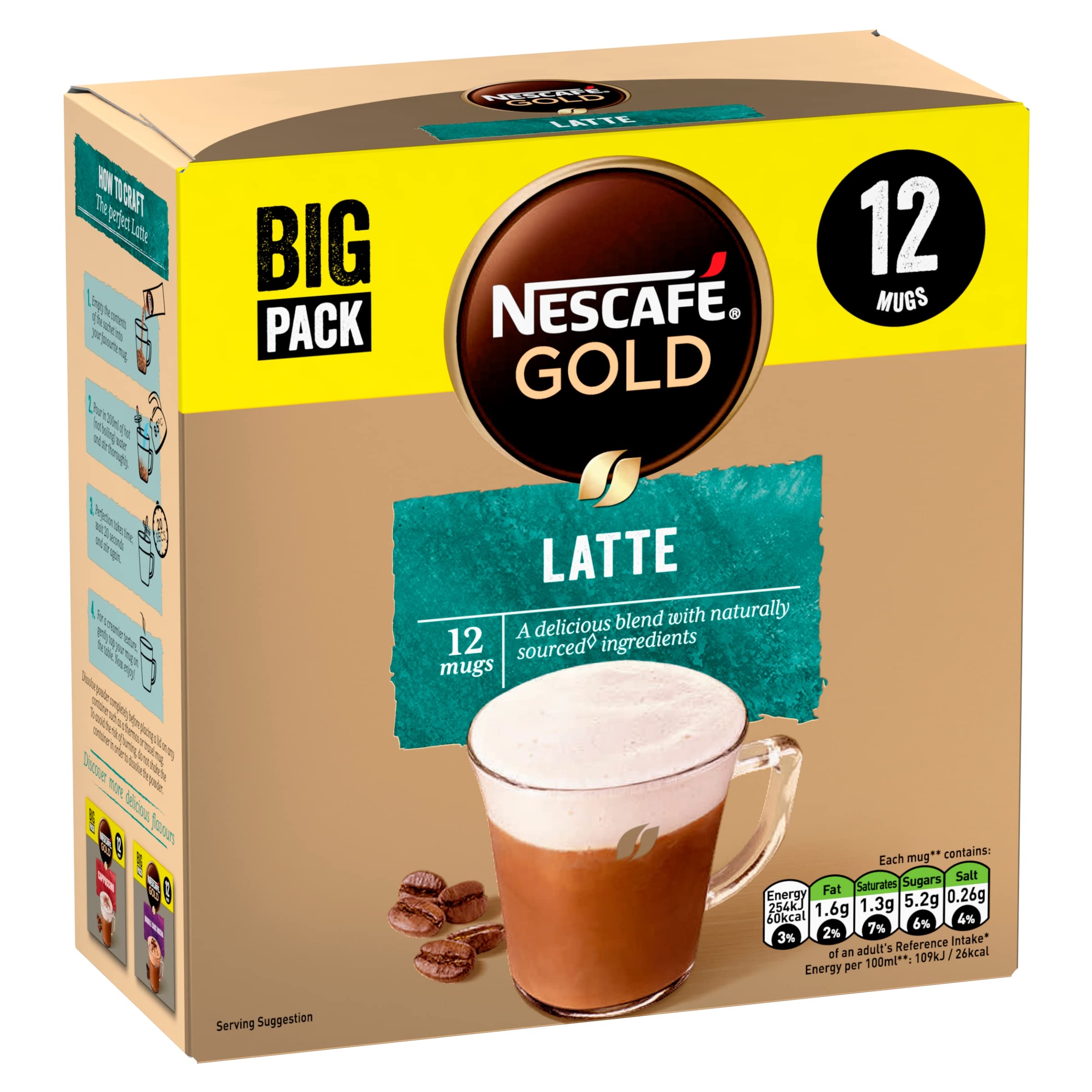 NESCAFÉ - Latte Instant Frothy Coffee Mix with Skimmed Milk Powder, 12 Sachets (186g) 3