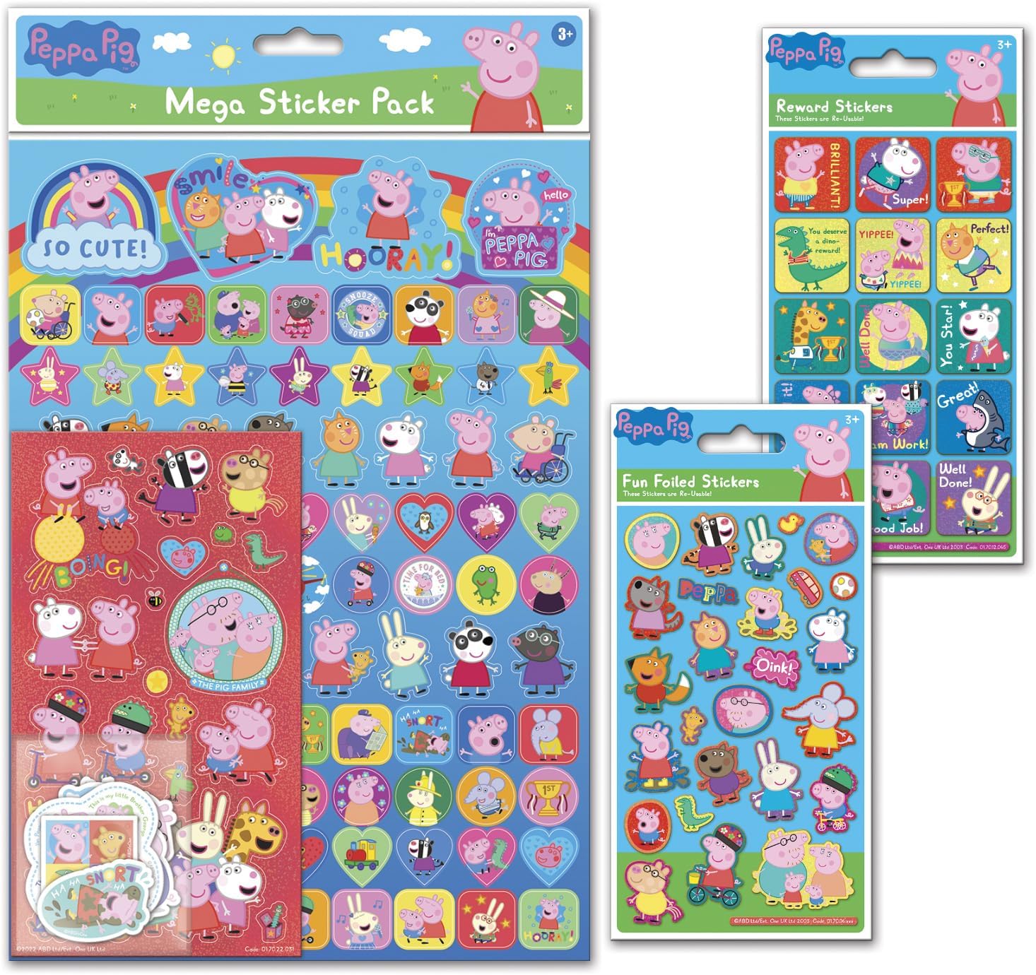 Paper Projects Peppa Pig Mega Sticker Collection - Blue Foil, Rainbow Reward & Mega Pack Bundle