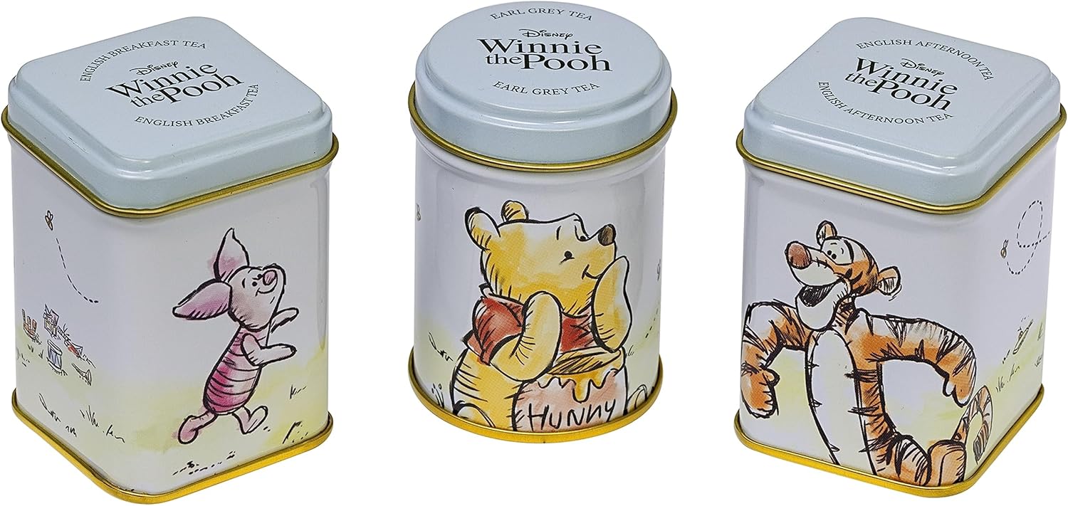 New English Teas Disney Winnie the Pooh & Friends - 3x Mini Loose Leaf Tea Tins Set