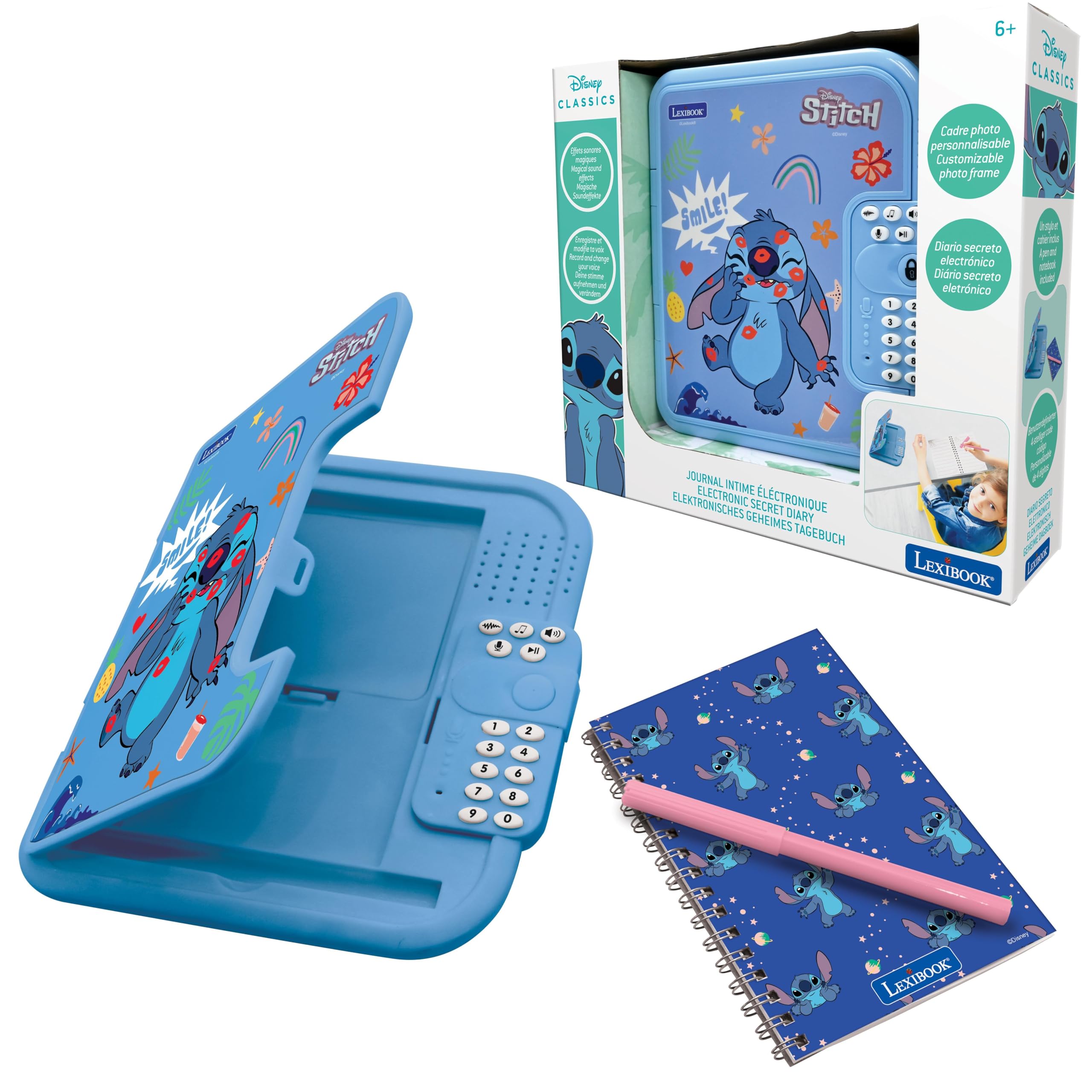Lexibook Disney Stitch Electronic Secret Diary - Password Protected with Pen, Voice Recorder & Sound Effects, Blue 10