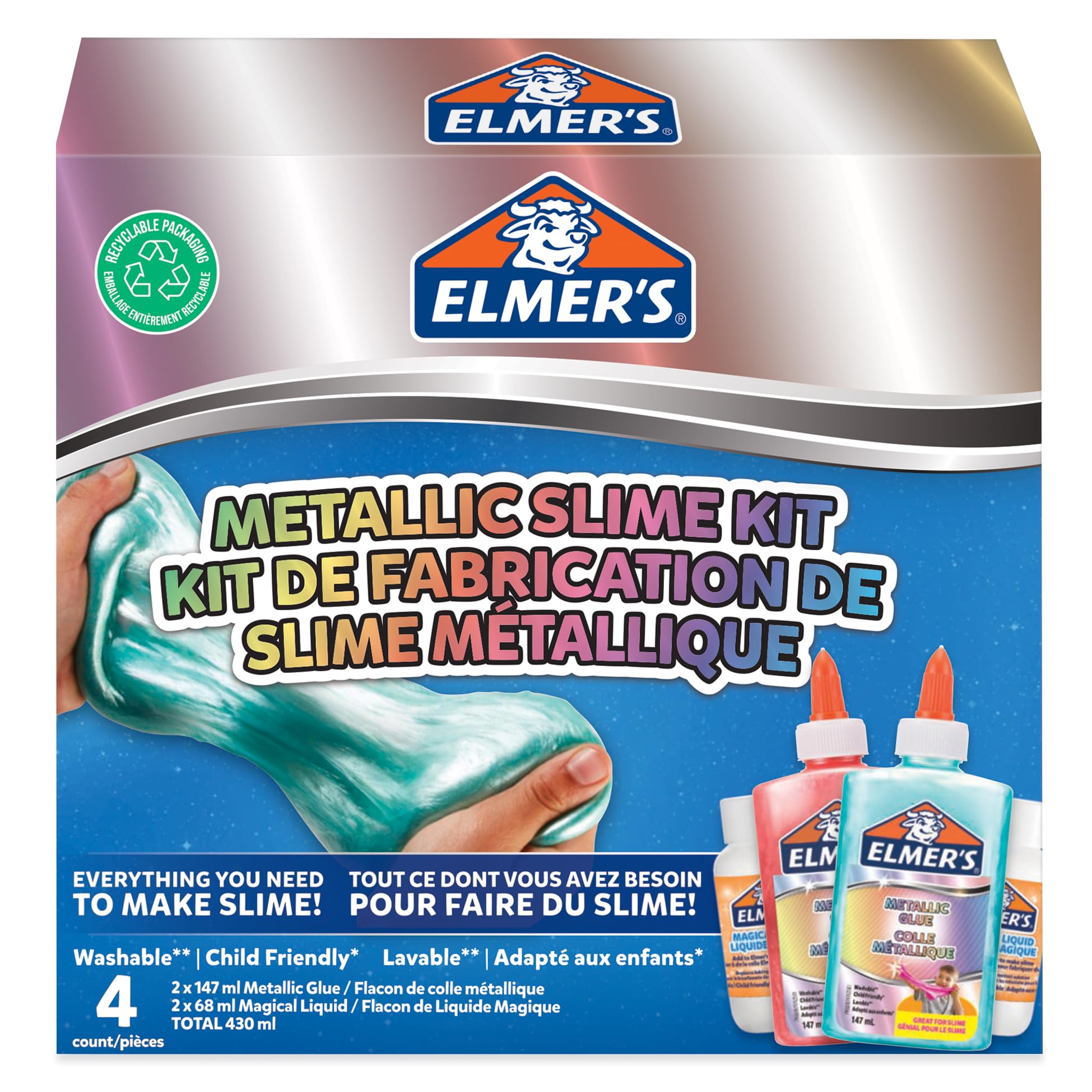 Elmer's Metallic Slime Kit – Kunst- und Bastelspielzeug für Kinder mit schimmernden Schleimzutaten 7