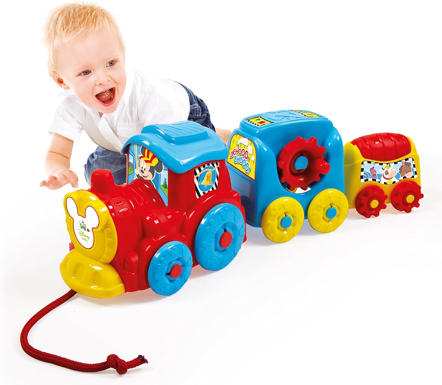 Clementoni Disney Baby Activity Train - Pull-Along Toy with Mechanical Activities for Toddlers 6