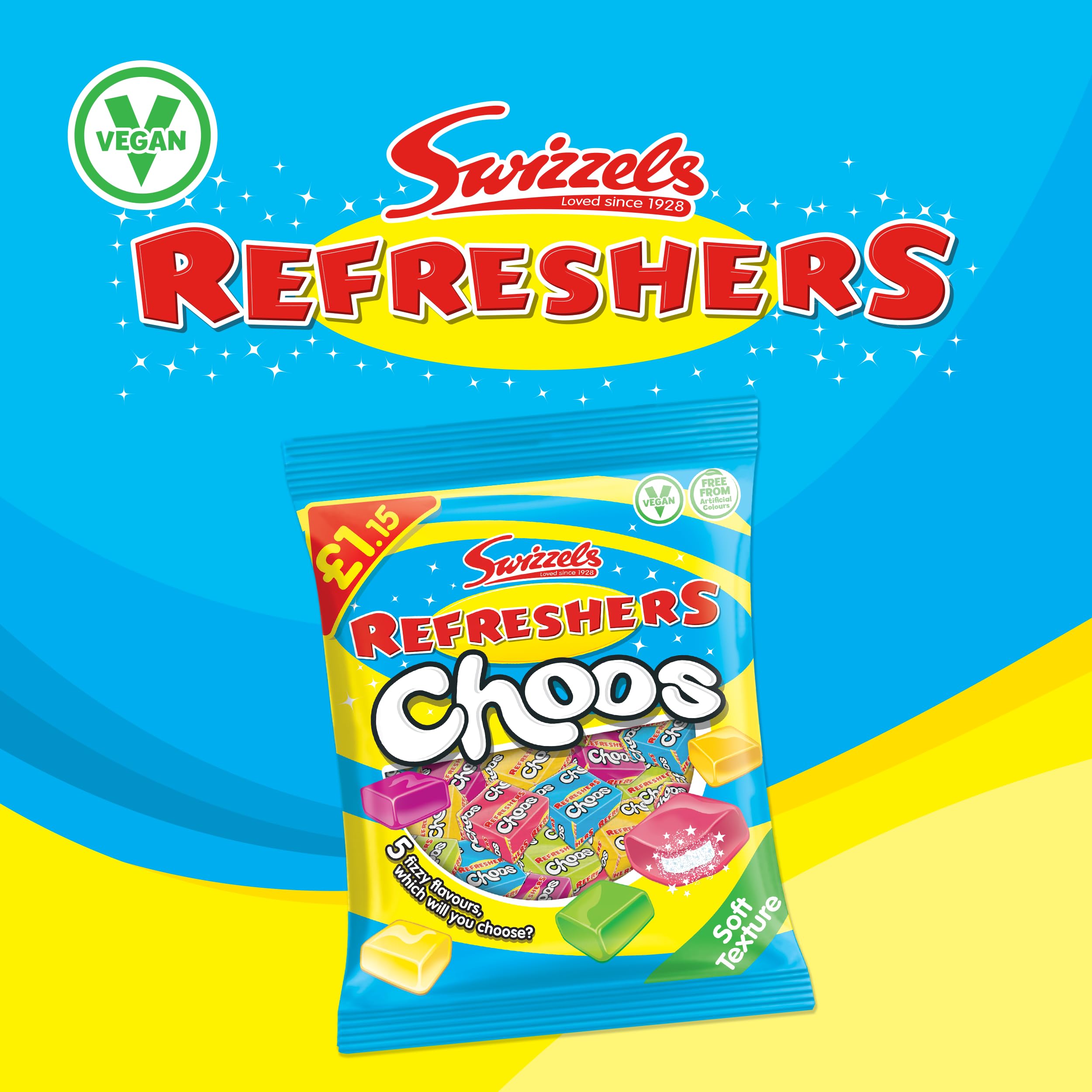 Swizzels Refreshers Choos (115 g) – Fruchtiges, sprudelndes Kaubonbon-Sortiment 3