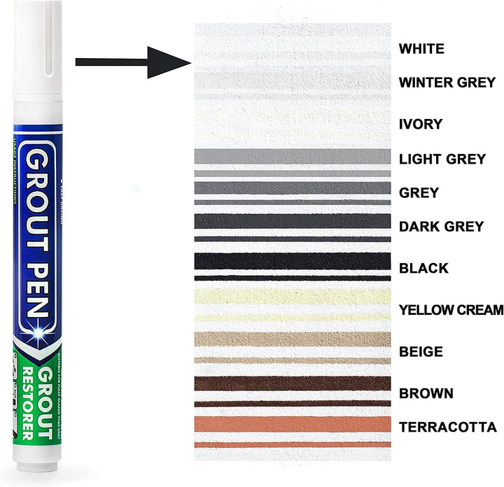 Twin Pack White Grout Pen - Restore & Protect Tile Grout Lines in Kitchens & Bathrooms