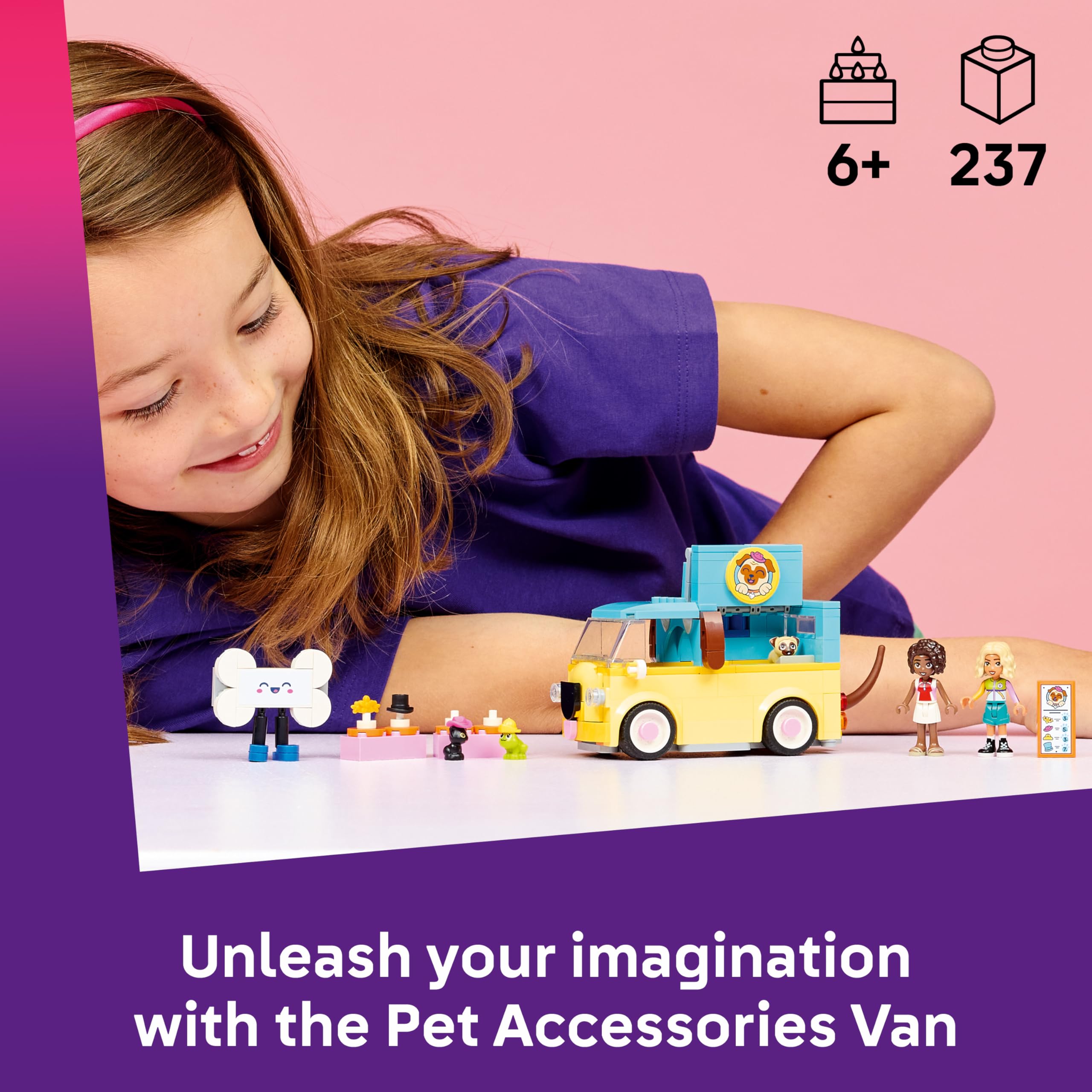 LEGO Friends Pet Accessories Van 42678 - Pug-Themed Toy Playset w/ 2 Mini Dolls & 3 Animals | Ages 6+