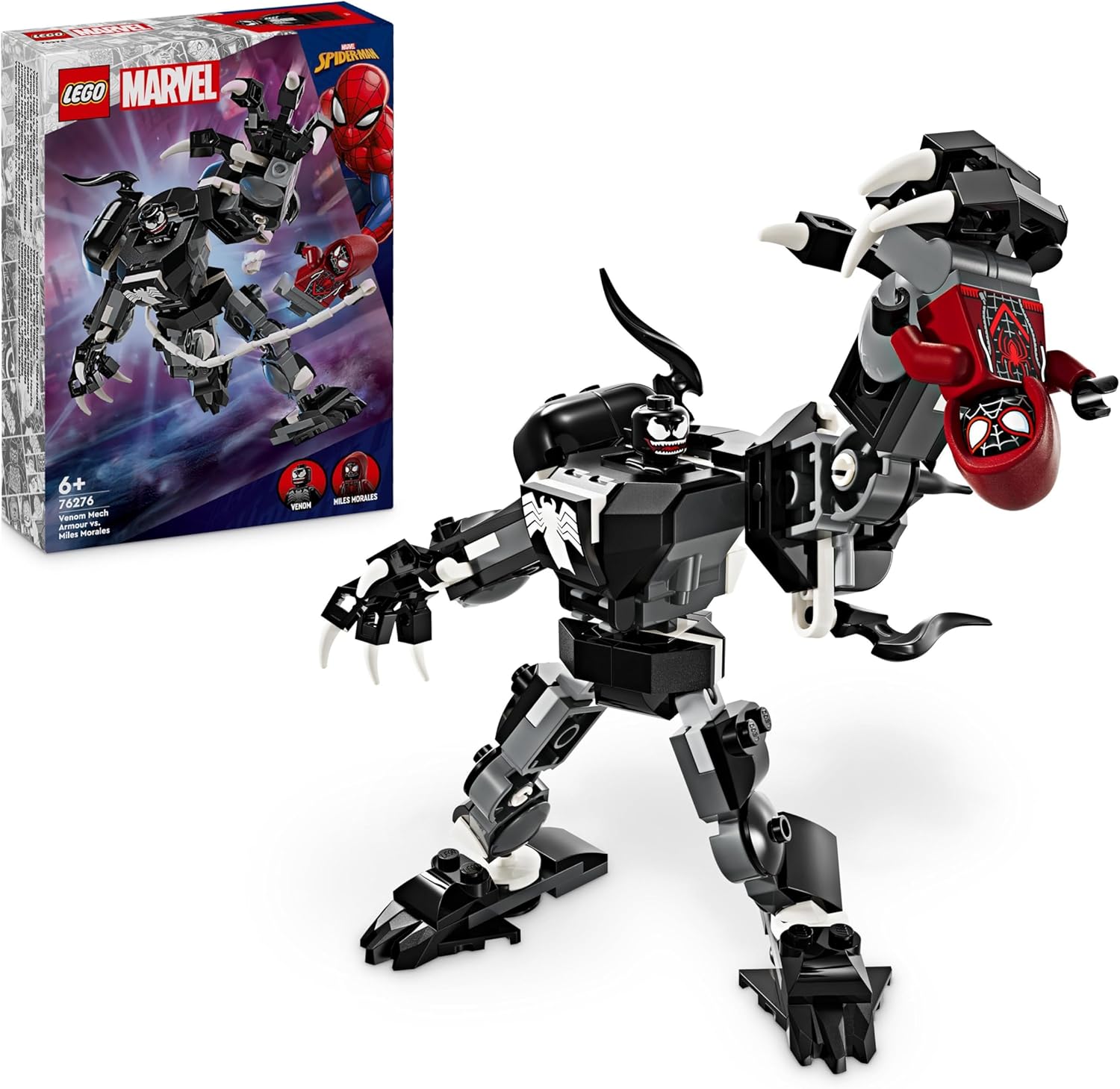 LEGO Marvel Venom Mech Armour vs. Miles Morales - Buildable Spider-Man Action Figure Toy for Ages 6+