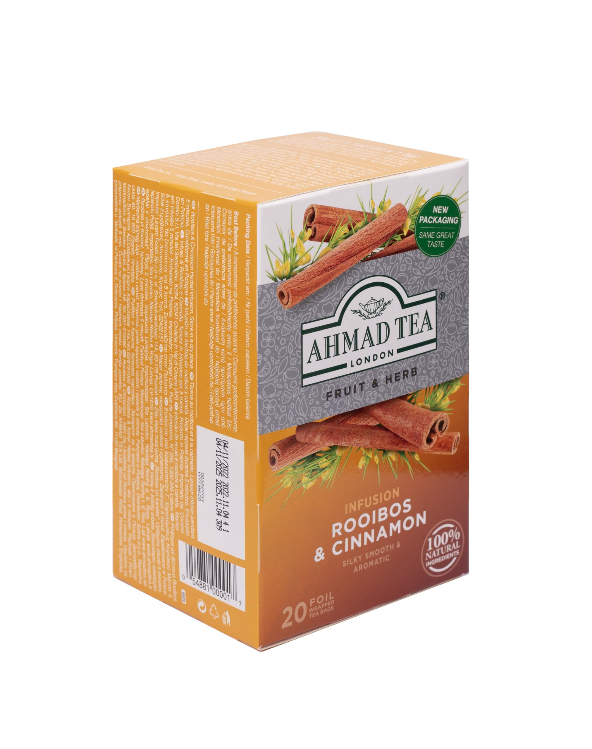 Ahmad Tea Rooibos & Cinnamon Herbal Infusion - 20 Individually Foil-Wrapped Teabags 4