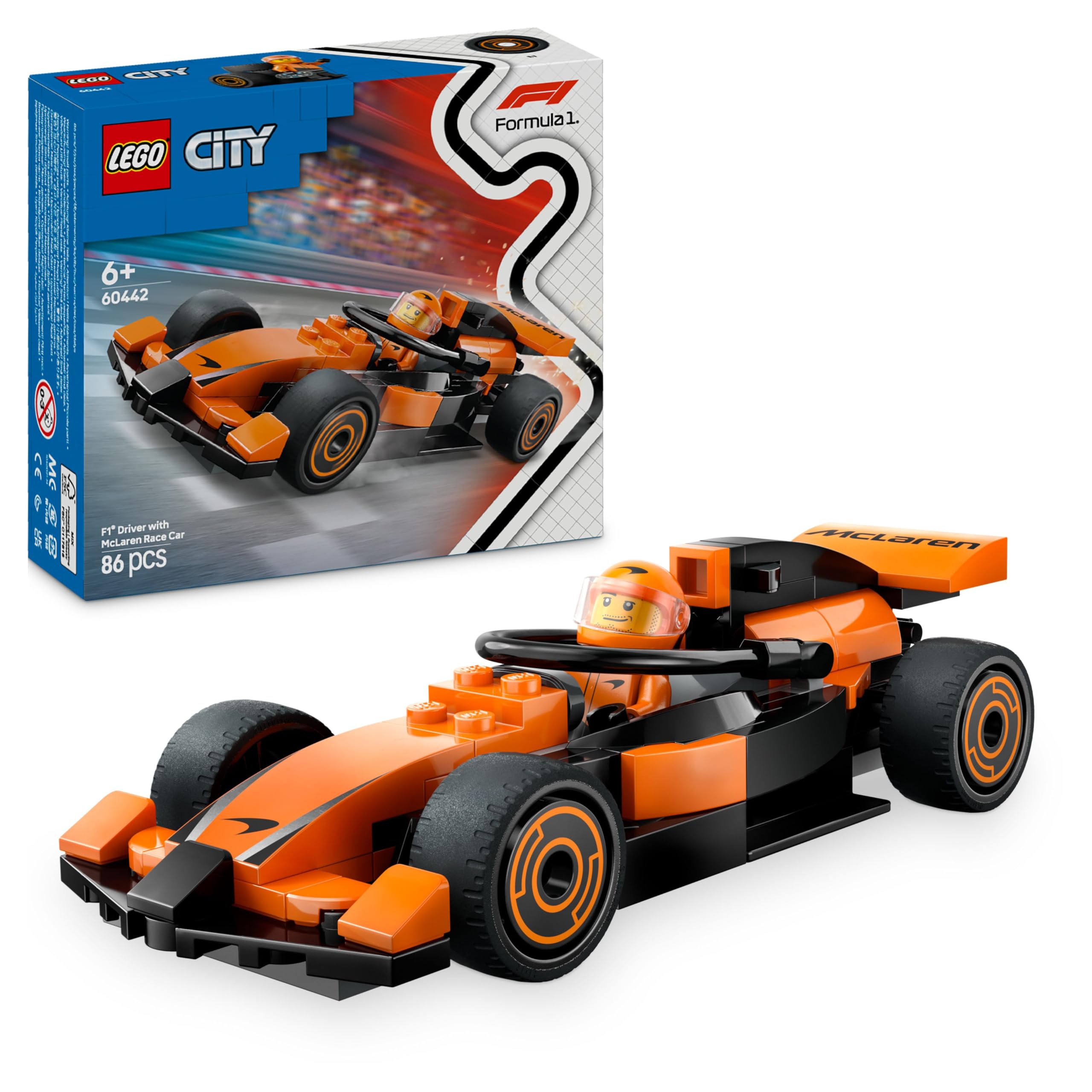 LEGO City 60442 F1 Driver with McLaren Race Car Building Set | Ages 6+
