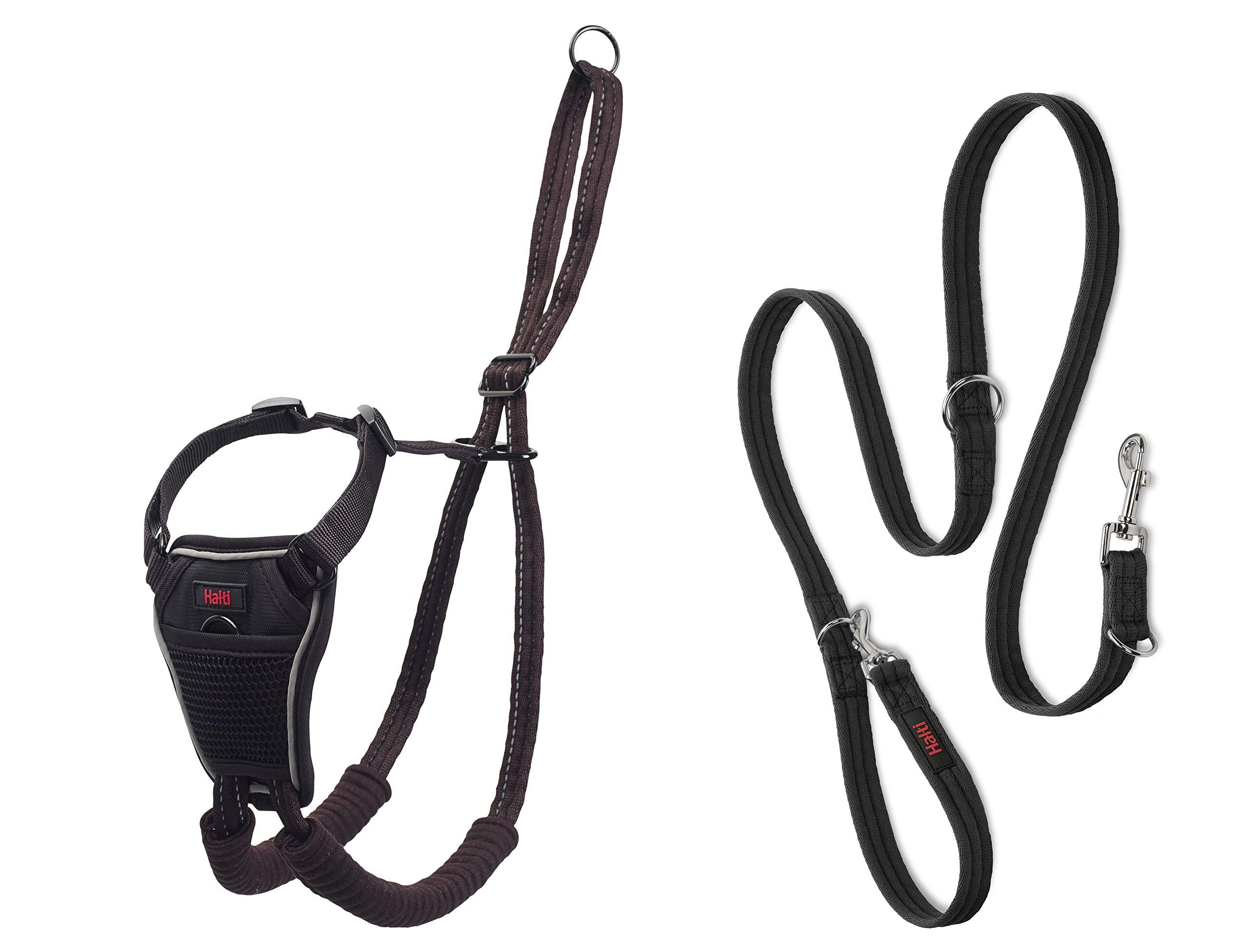 Halti No Pull Harness & Training Leash Set - Stops Pulling, Front Control Steering | Size Large, Black