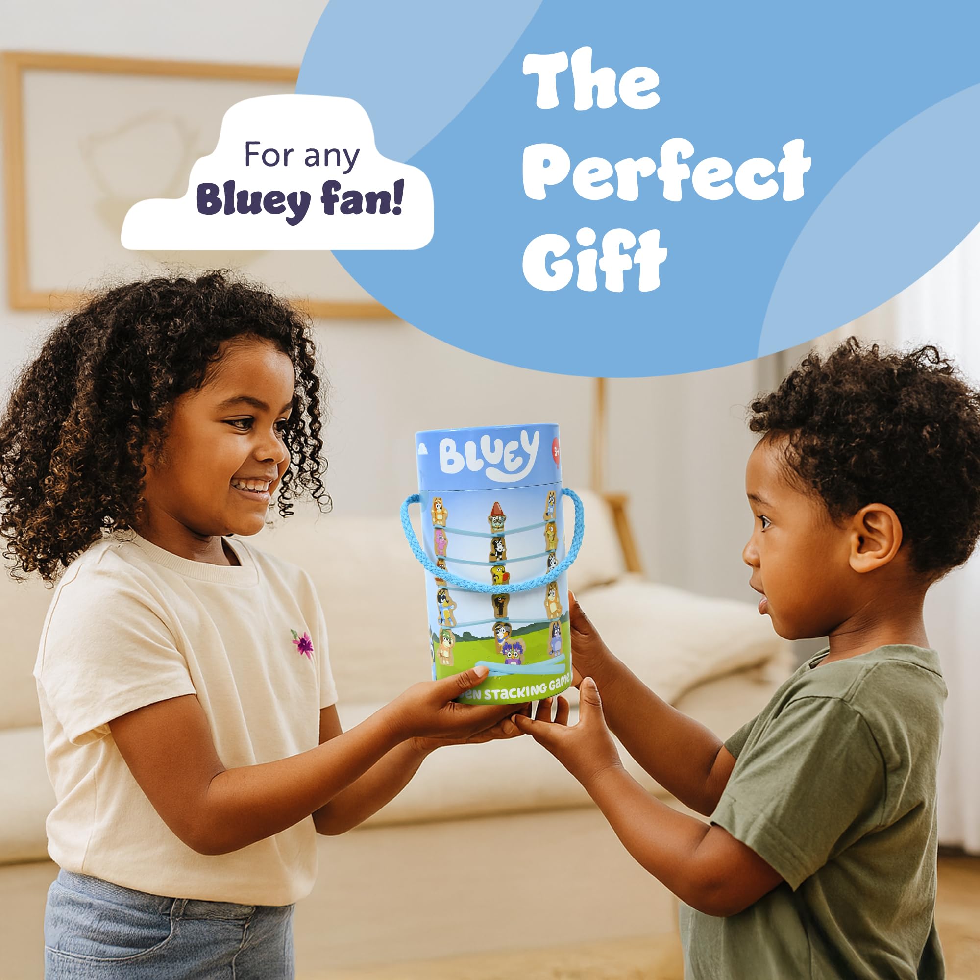 Bluey Wooden Stacking Game - Balancing Toy with 16 Characters for Kids 3+ 6