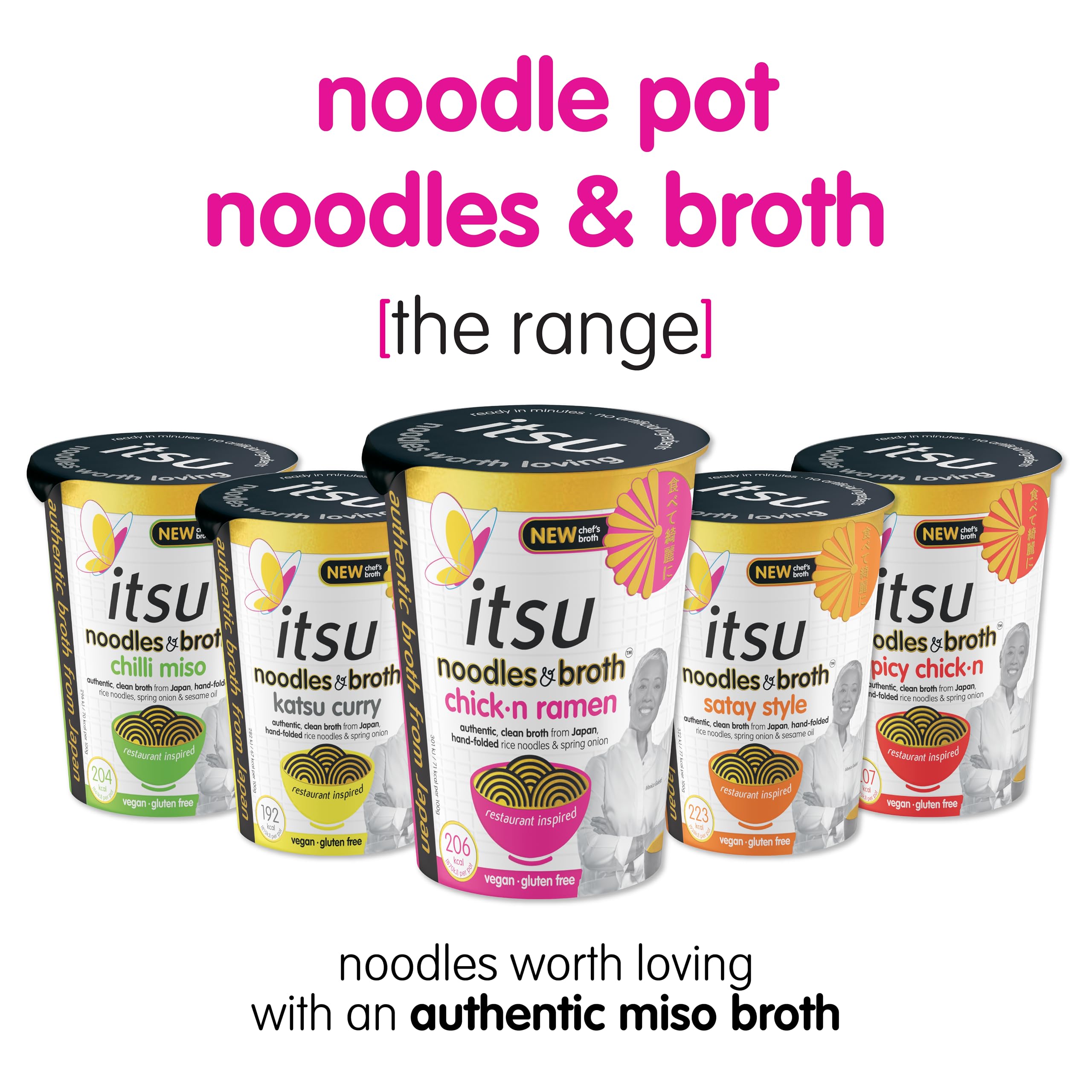 Itsu Chilli Miso Instant Noodles & Broth Pot 65g - Pack of 6 | Gluten Free | Vegan | Low Fat | 204 Calories | Hand-Folded Rice Noodles 11