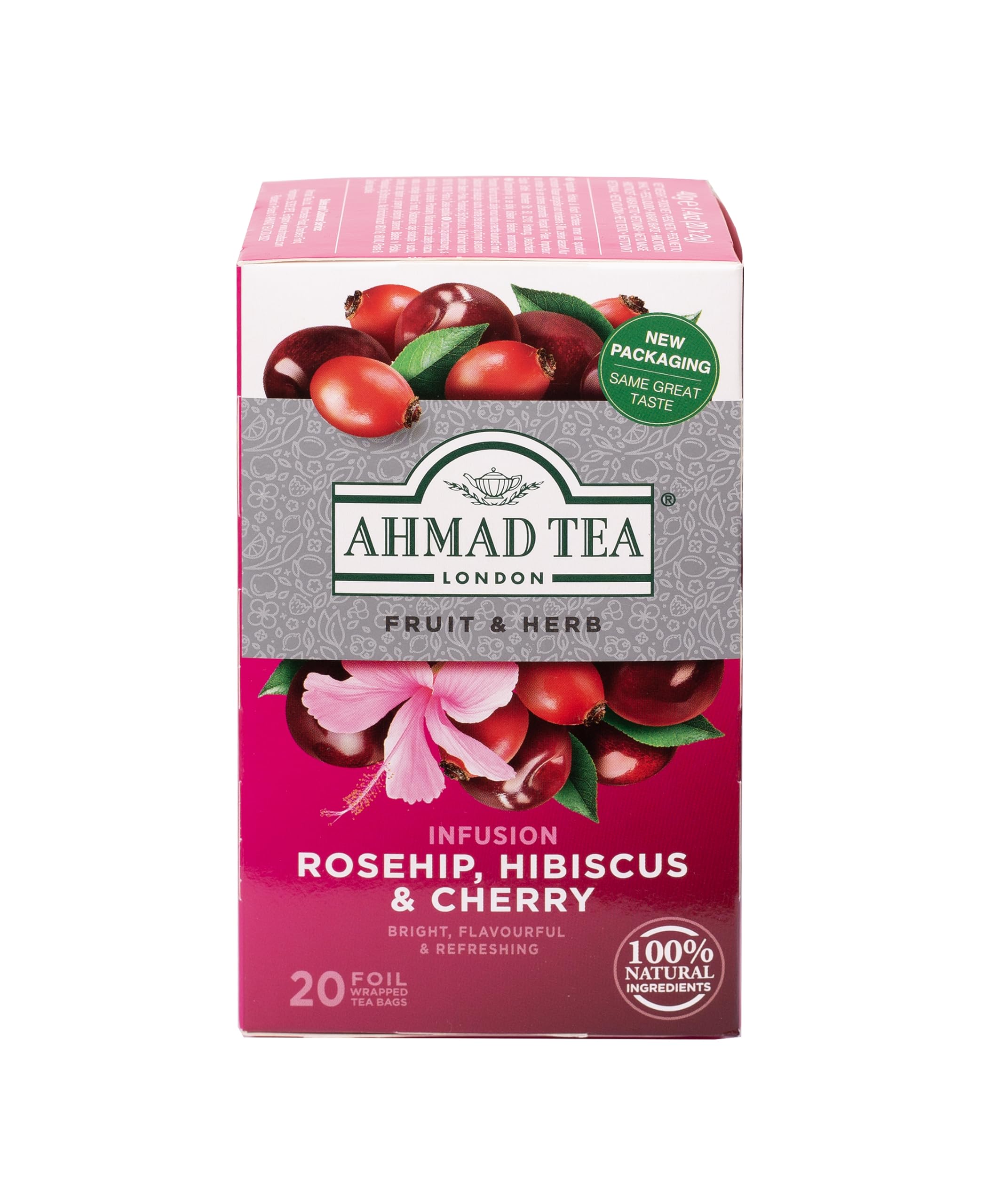 Ahmad Tea Rosehip, Hibiscus & Cherry Fruit & Herbal Infusion - 20 Tea Bags