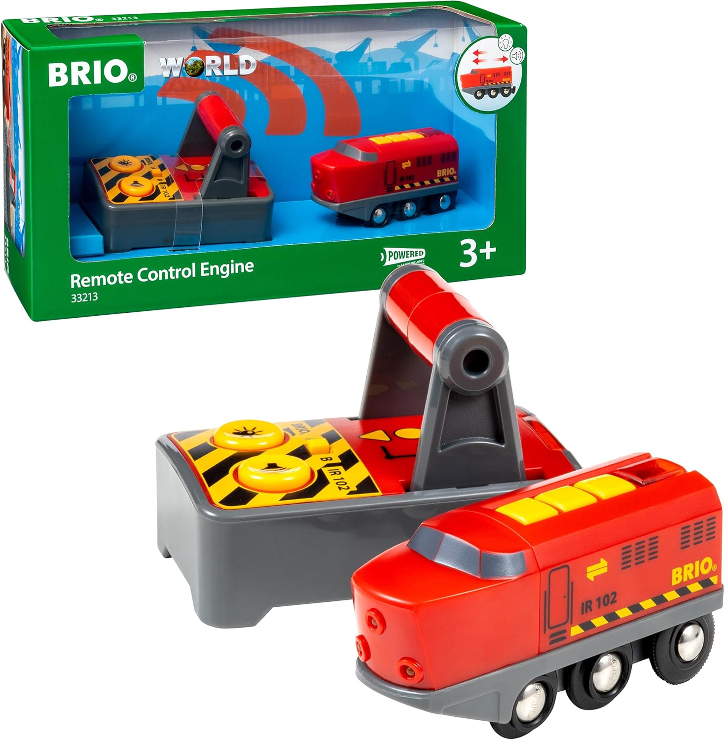 BRIO Remote Control Train Engine for Kids - Red, Model 33213, Compatible with BRIO Railway Sets