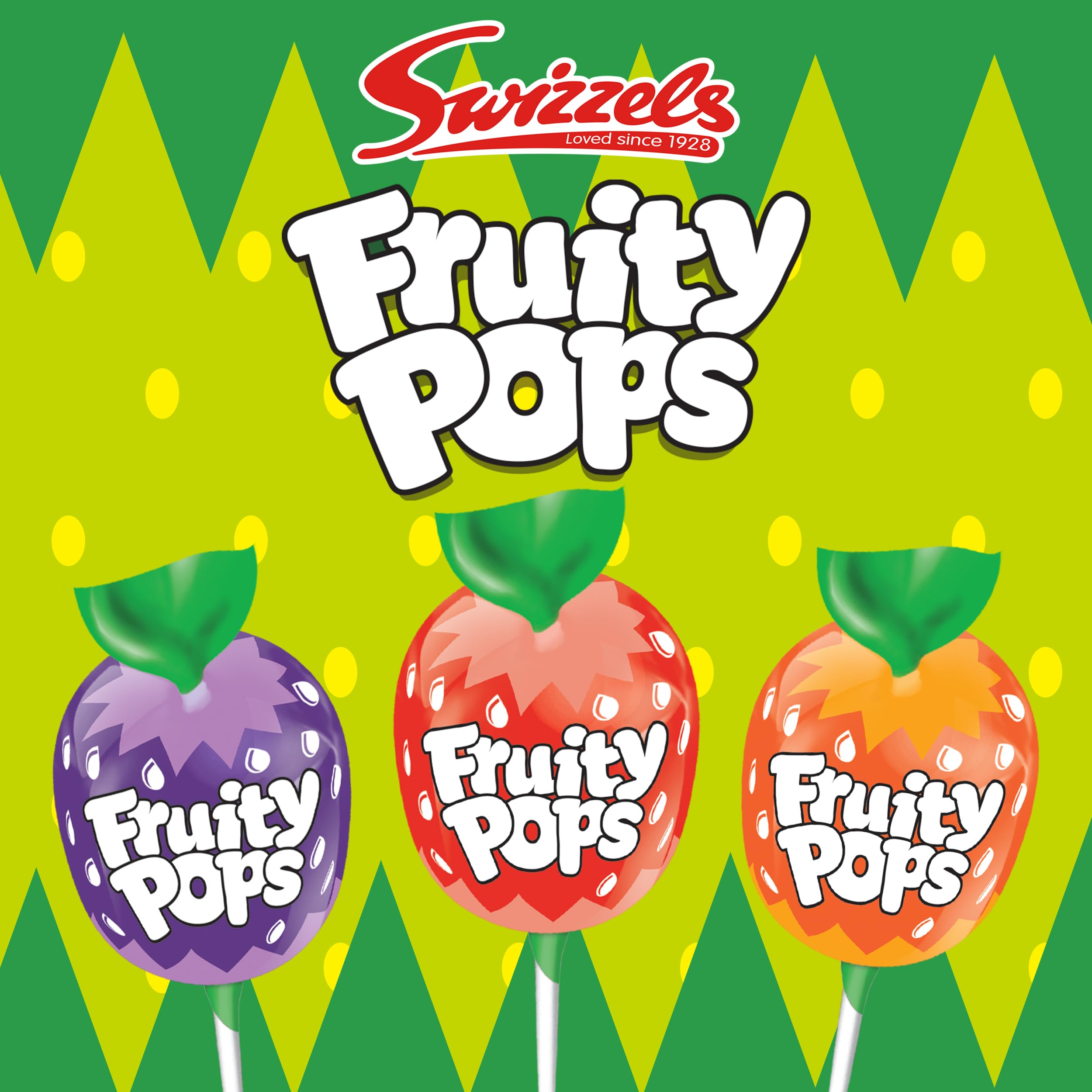 Swizzels Fruity Pops Dispenser Box - 100 Vegan-Friendly Lollipops with Strawberry, Orange, Lemon & Blackcurrant Flavours
