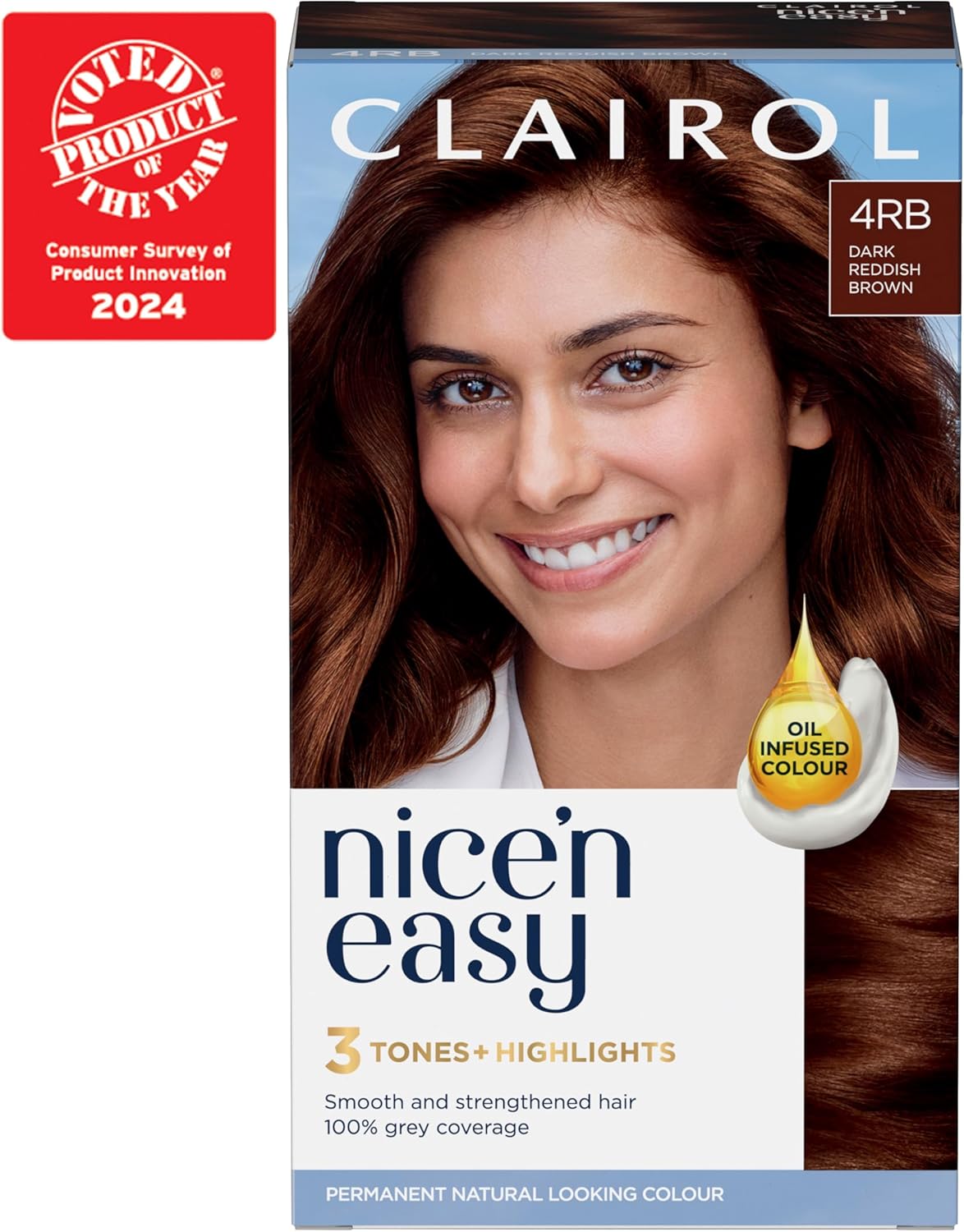 Clairol Nice'N Easy Crème - Permanent Hair Dye with Oil Infusion, 4RB Dark Reddish Brown 5