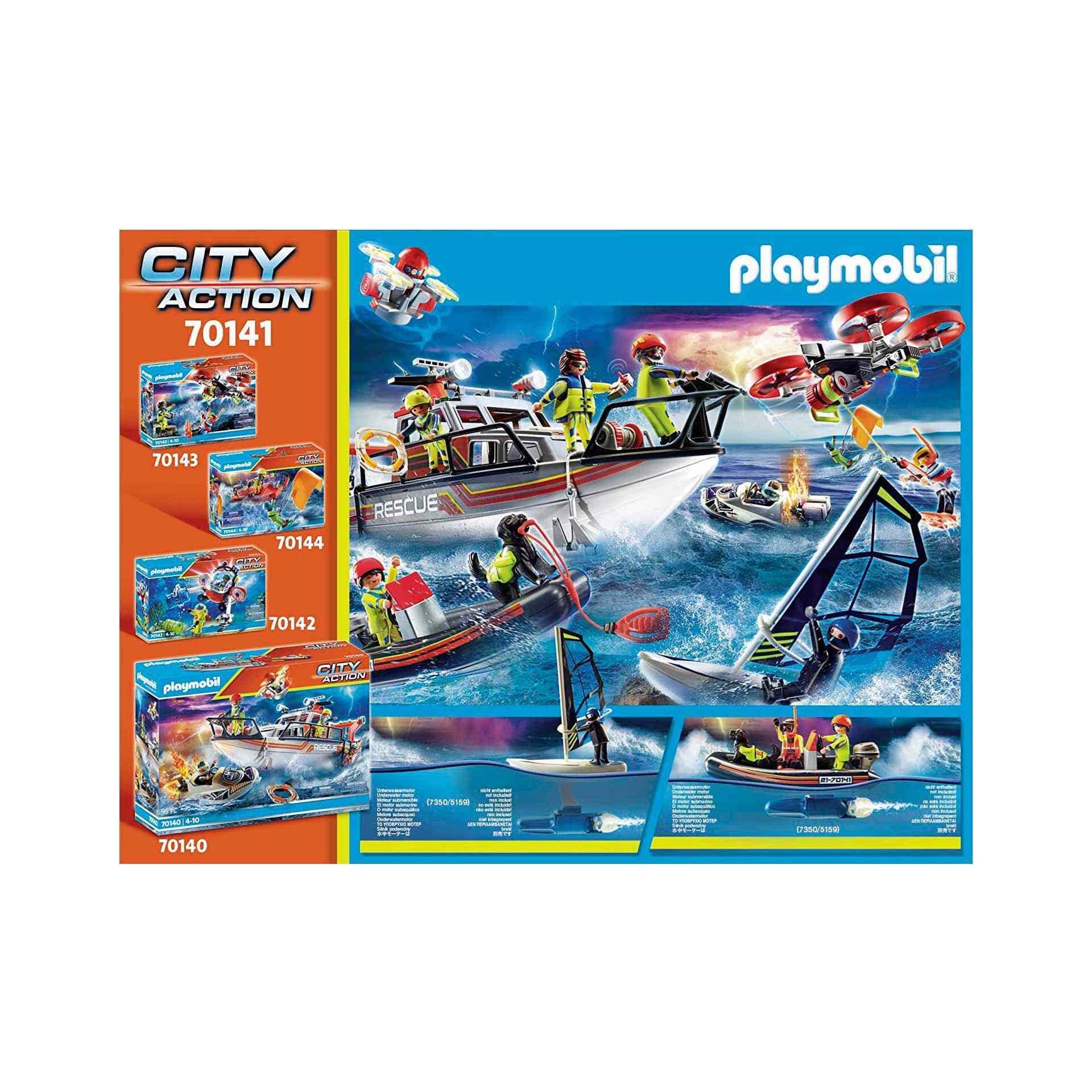 PLAYMOBIL City Action 70141 Sea Rescue: Water Rescue with Dog - Ages 4+ 5