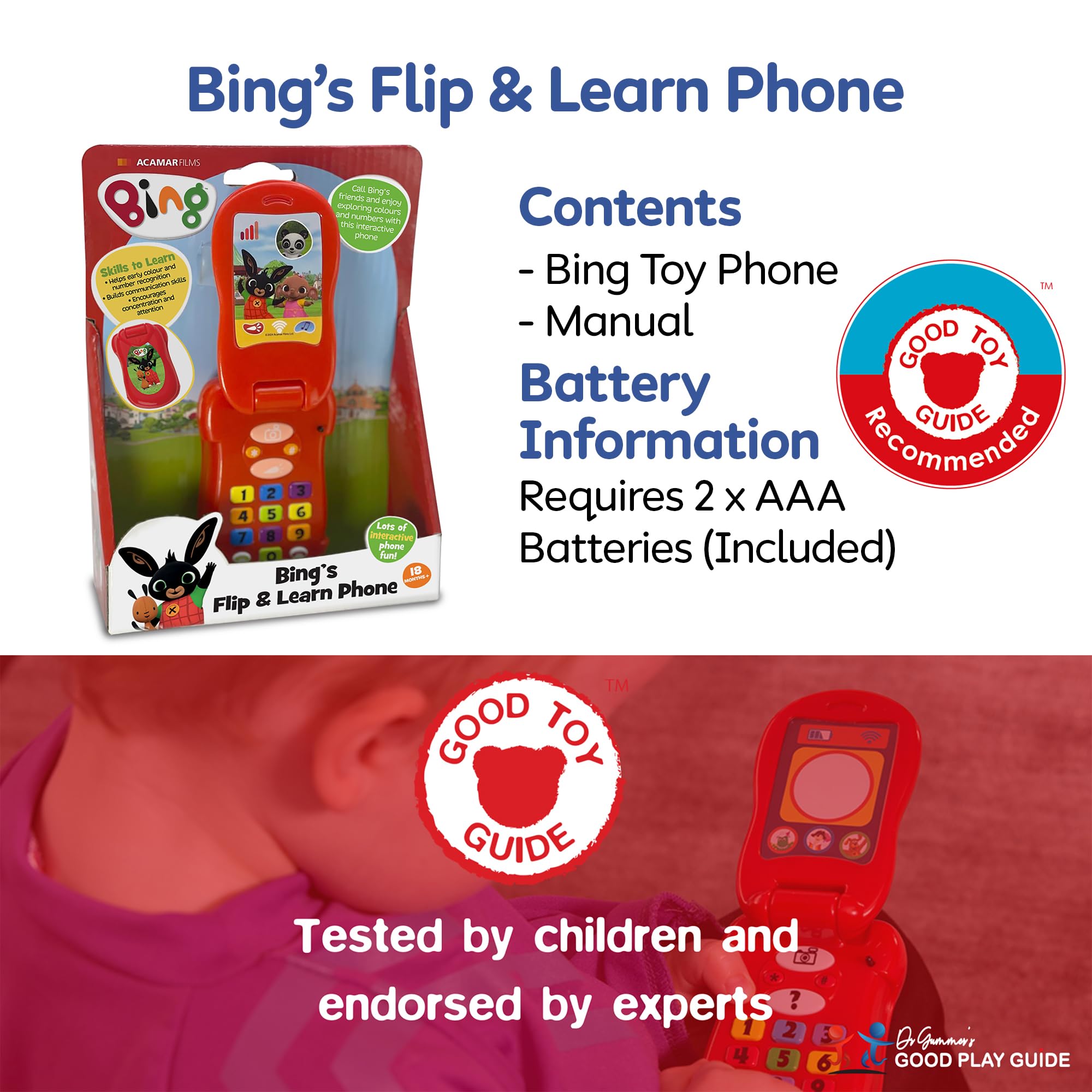 Bing Flip & Learn Phone - Interactive Educational Toy for Toddlers 18 Months+ 4