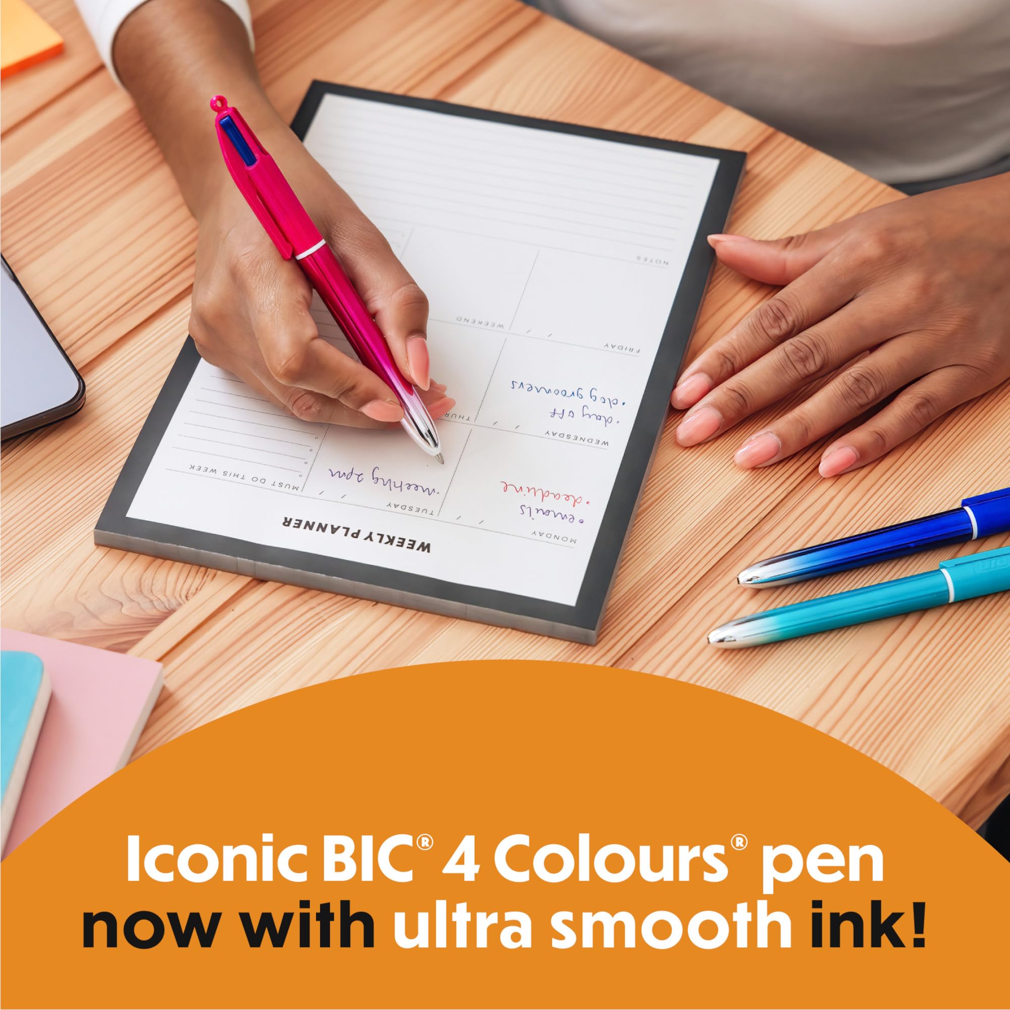 BIC 4 Colours Gradient Smooth Ink Retractable Ballpoint Pens - Pack of 5 | 1.0mm Medium Point | Multicolour 2