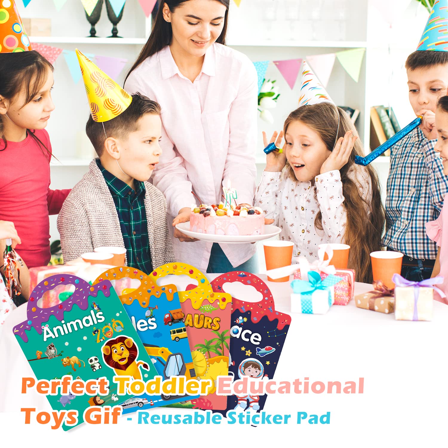 GUYUCOM 4 Pack Reusable Sticker Books - Educational DIY Toys for Kids Ages 1-8 5