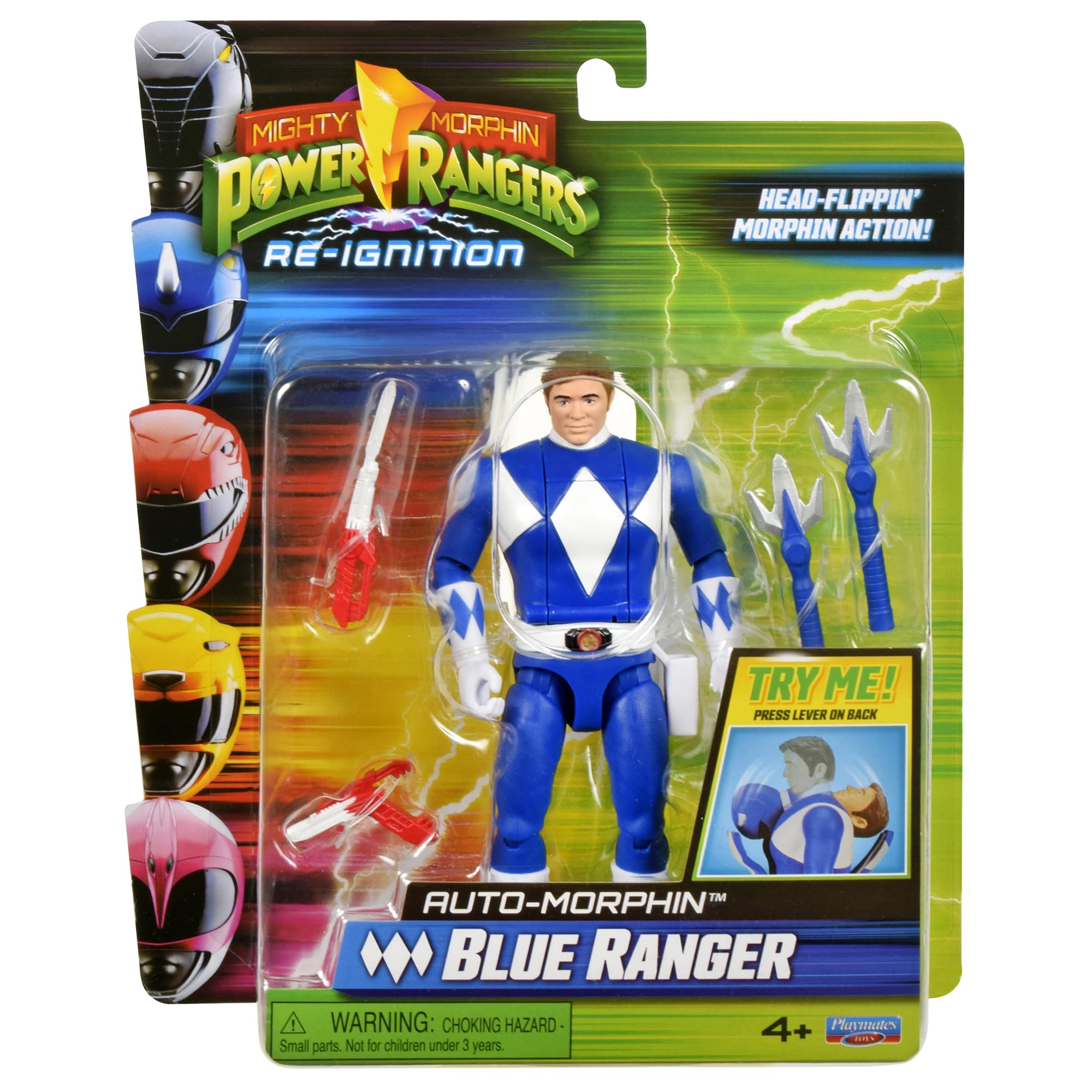 Power Rangers Mighty Morphin Auto-Morphin Blue Ranger Action Figure - Auto-Morphin Feature, 4+ Years