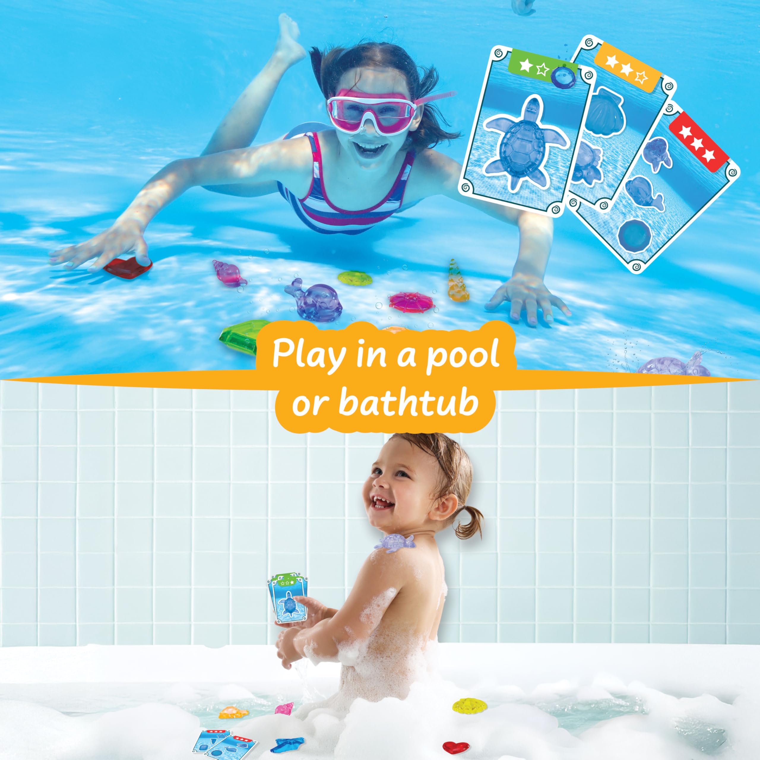 Science4you Water Games for Kids - 14 Sea Figures & 18 Waterproof Cards Pool Playset 3