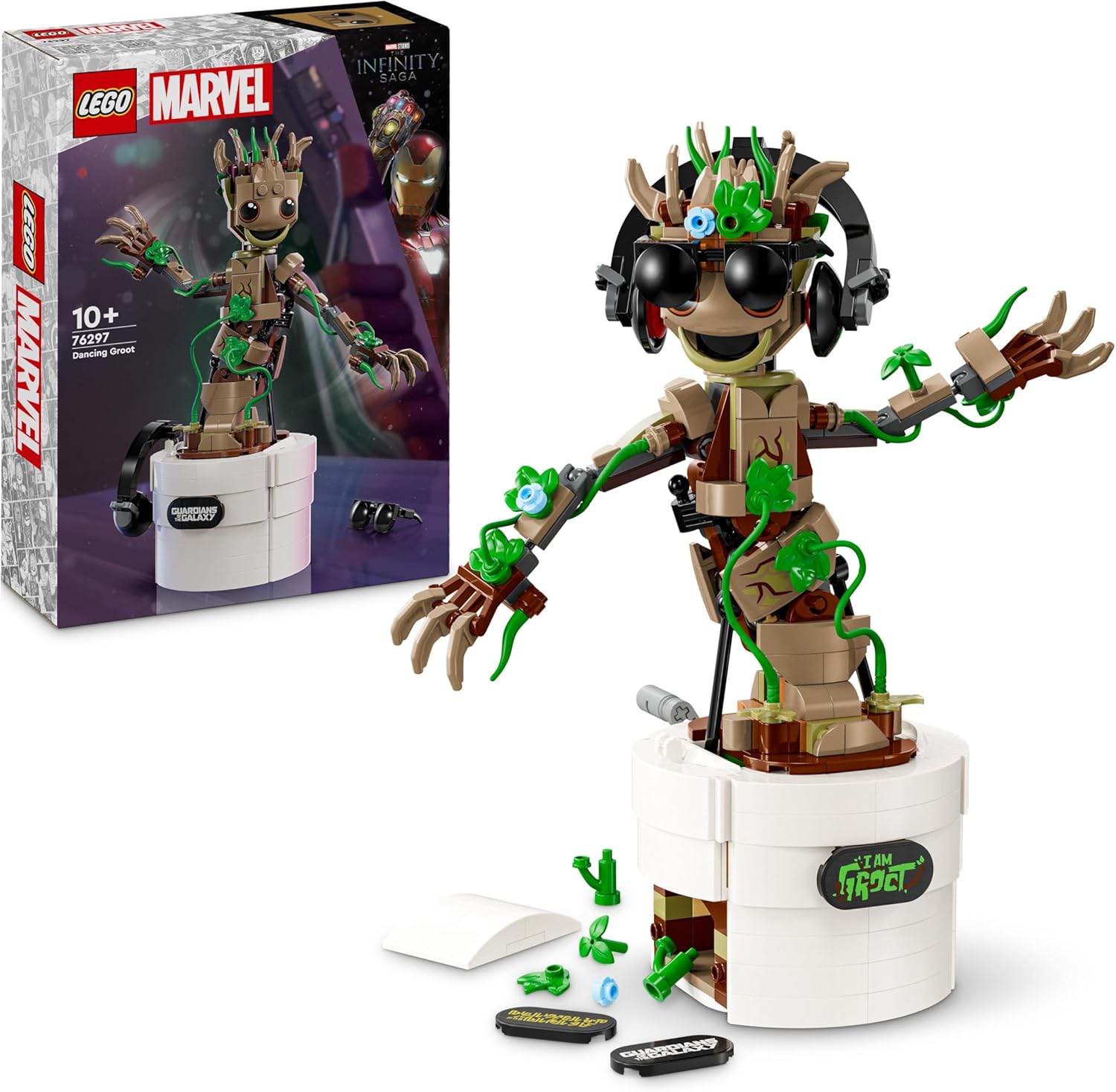 LEGO Marvel Dancing Groot Buildable Action Figure - Interactive Posable Toy with Handle-Activated Dance Function
