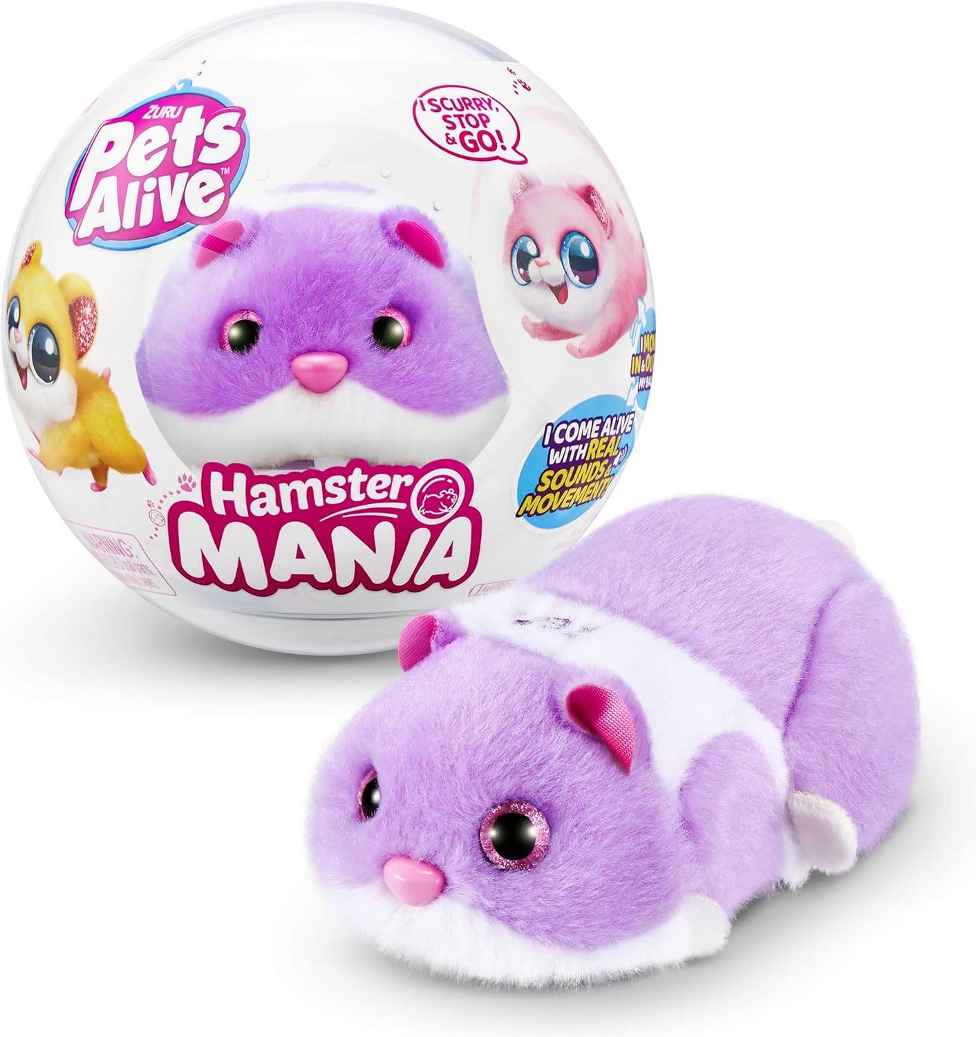 Hamster Mania by ZURU - Purple Interactive Electronic Pet Toy for Kids