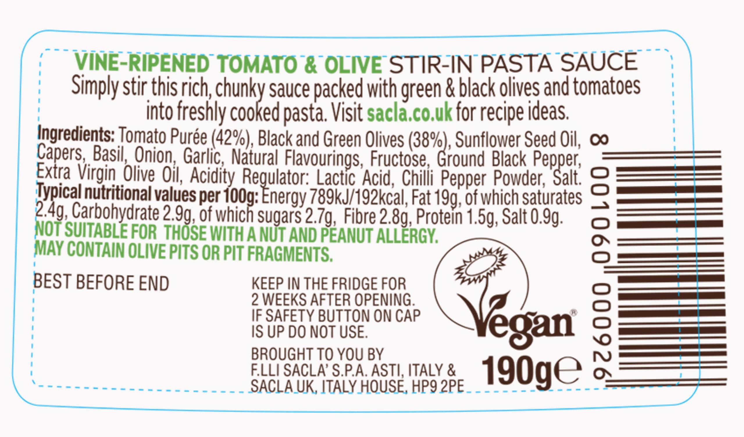 Saclà Intenso Pasta Sauce - Sweet Tomato and Olive Based Pasta Enhancer (190g) 3