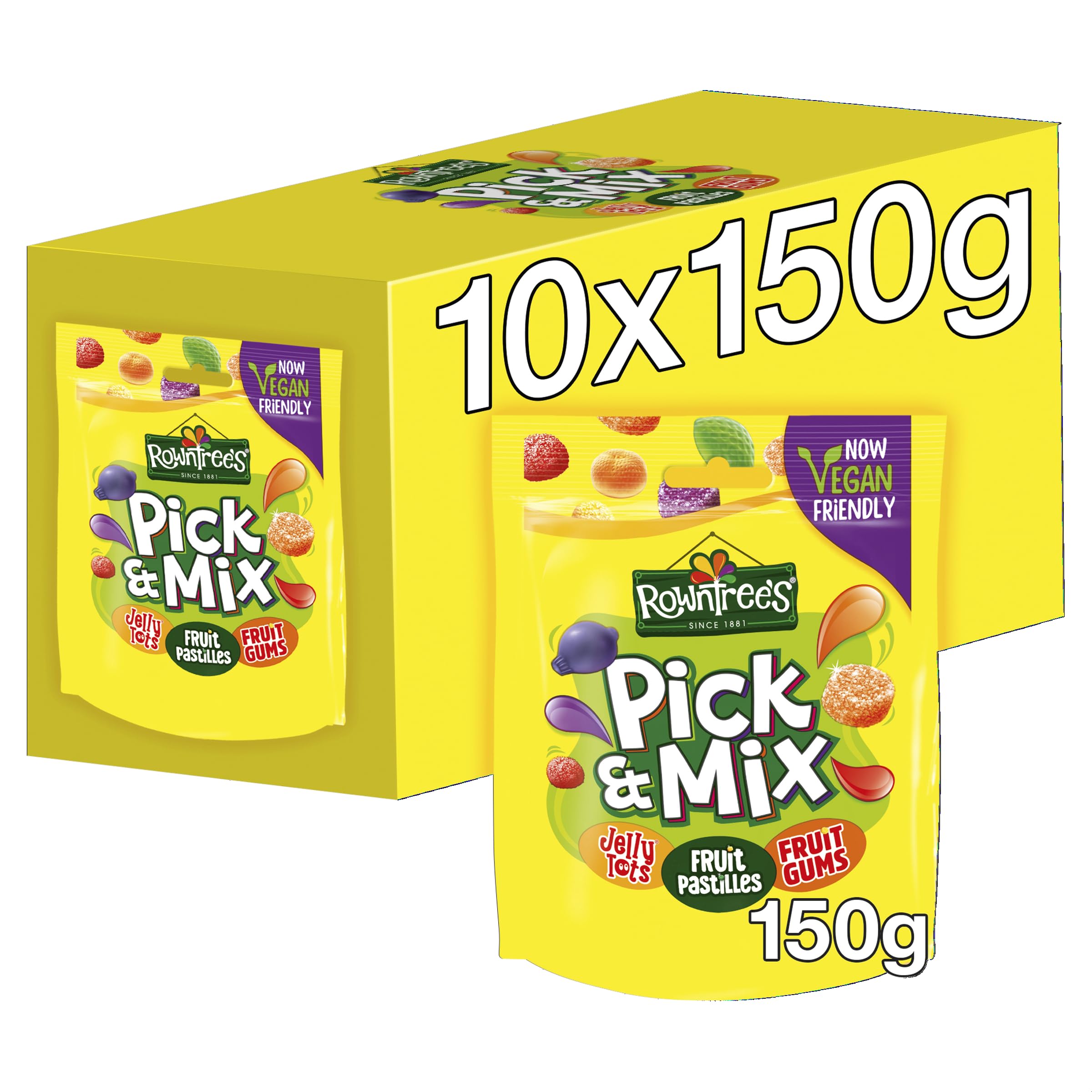 Rowntree's Pick and Mix Vegan Friendly Sweets Sharing Bag 150g (Pack of 10)