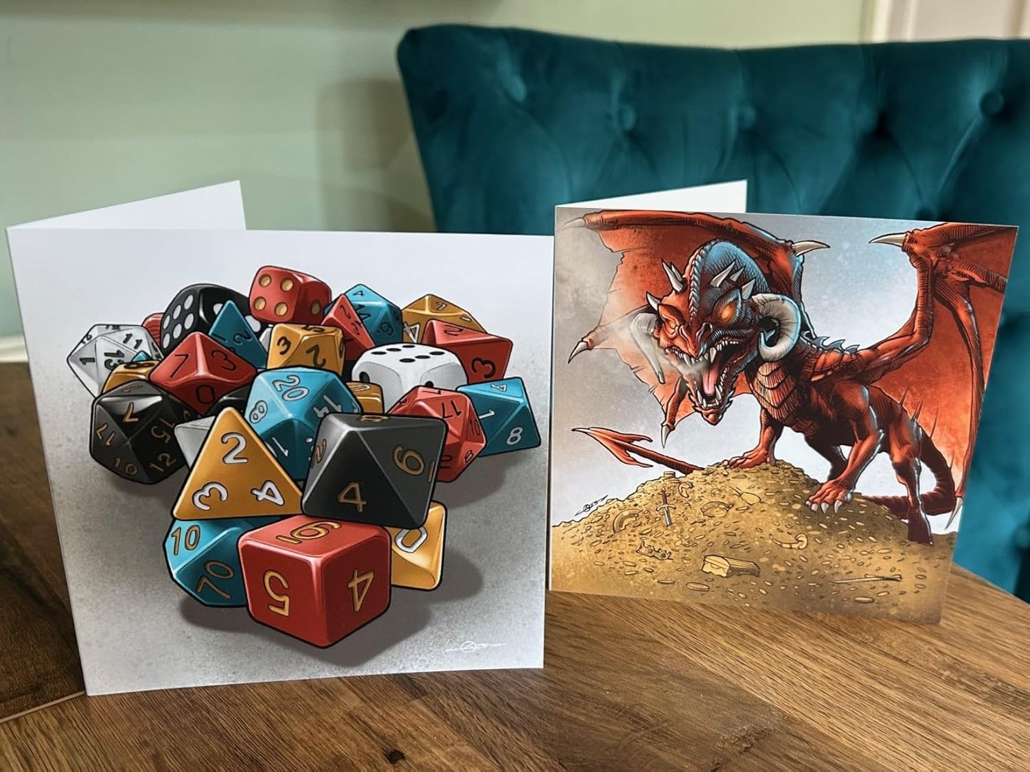 Loke RPG Greeting Cards 12 Pack – Illustrated Cards with Dragon & Dice Designs for Tabletop Gamers